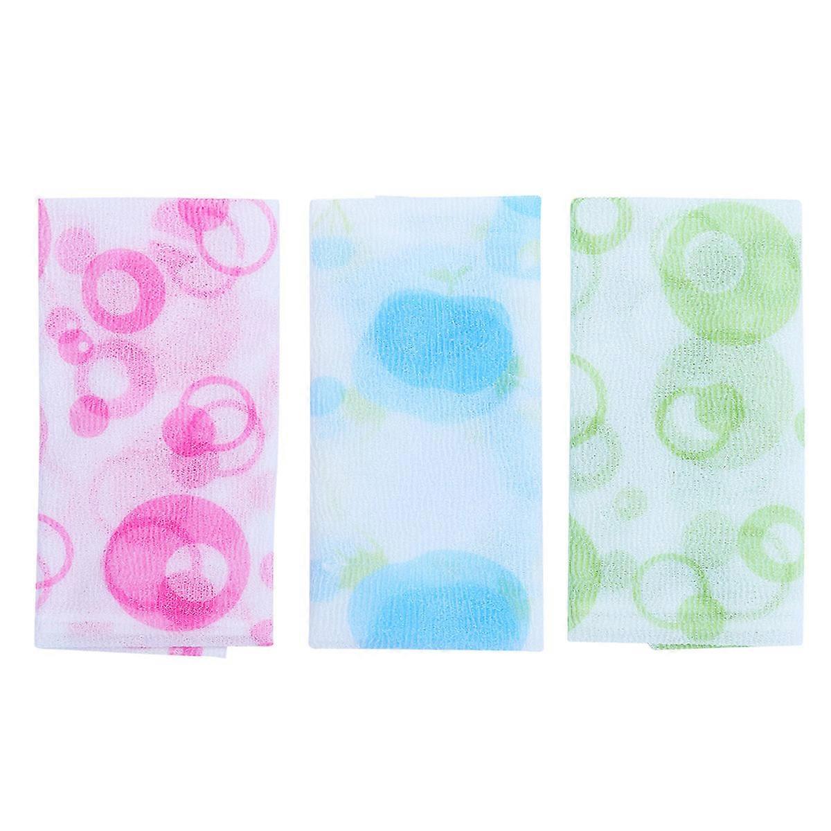 Exfoliate Towel Nylon Back Scrubber for Bathing Use 3Pcs Set