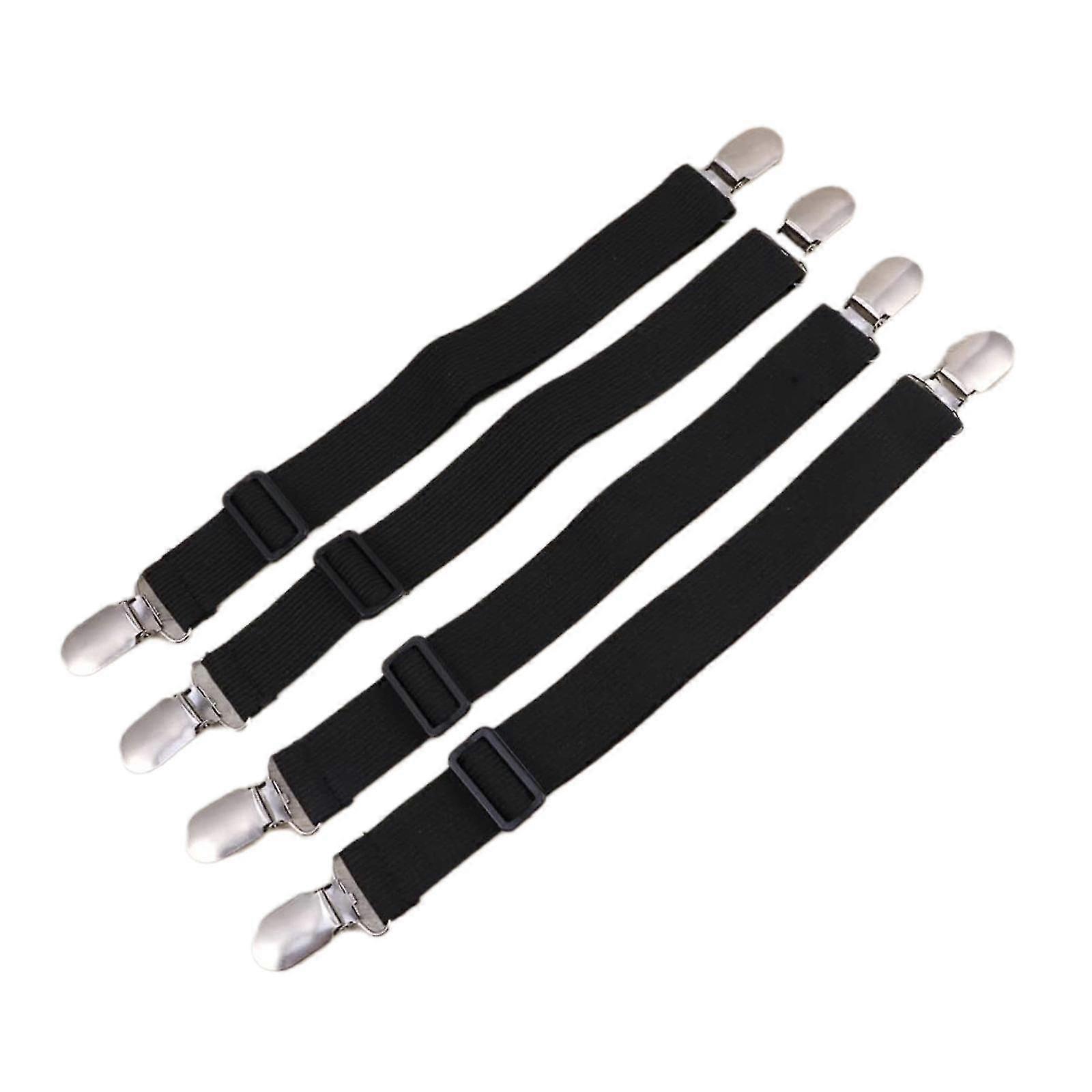 Set of 4 Nonslip Bed Sheet Straps for Mattress Covers, Black Bedding Grippers to Keep Sheets in Place