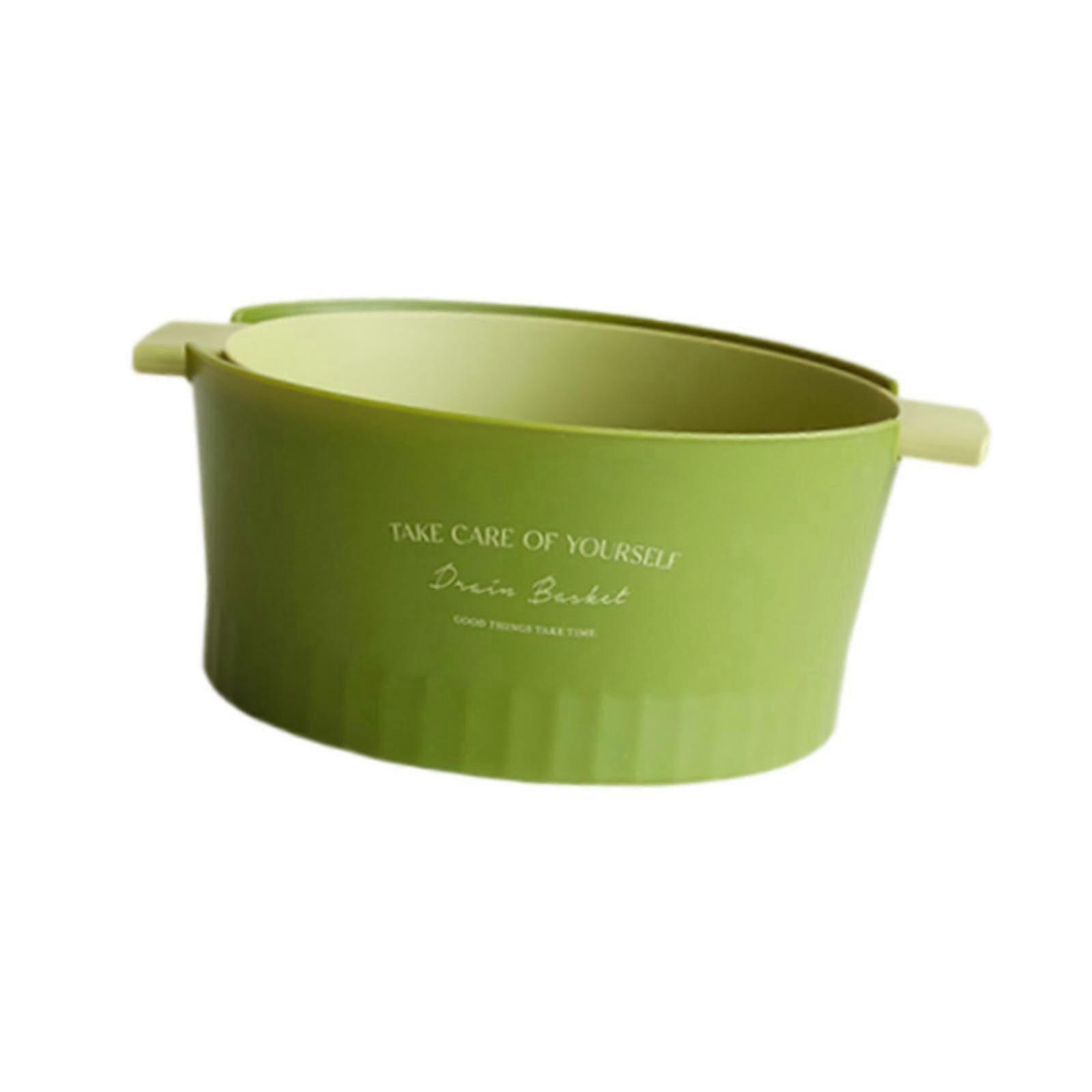 Double Layer Drain Basket for Effective Storage and Cleaning of Kitchenware in Green