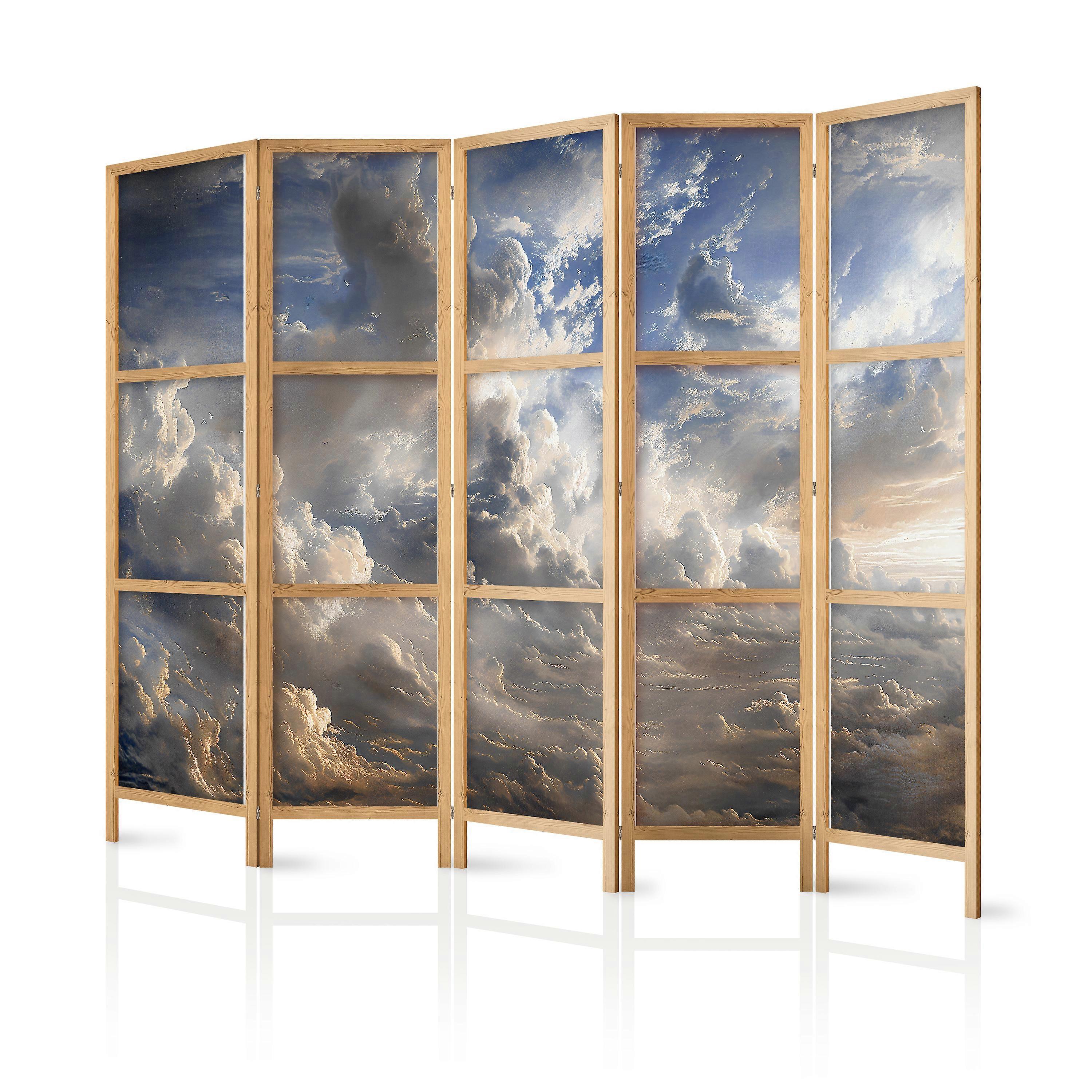 Japanese screen - Golden reflections on clouds announcing dusk