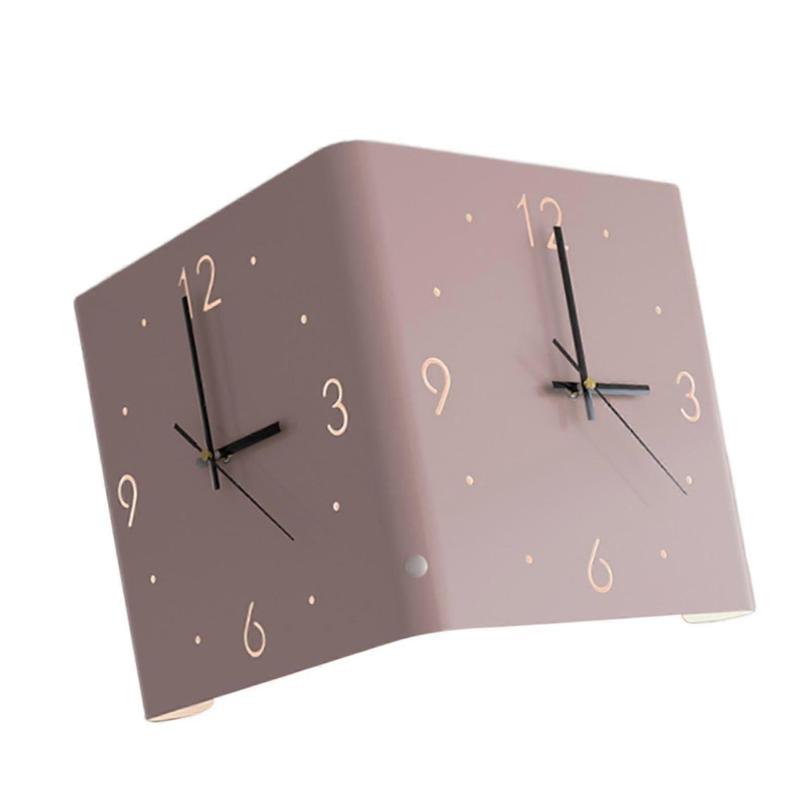 (Pink) Double Sided Clock Wall Mounted Wall Clock For Patio Farmhouse Kitchen White
