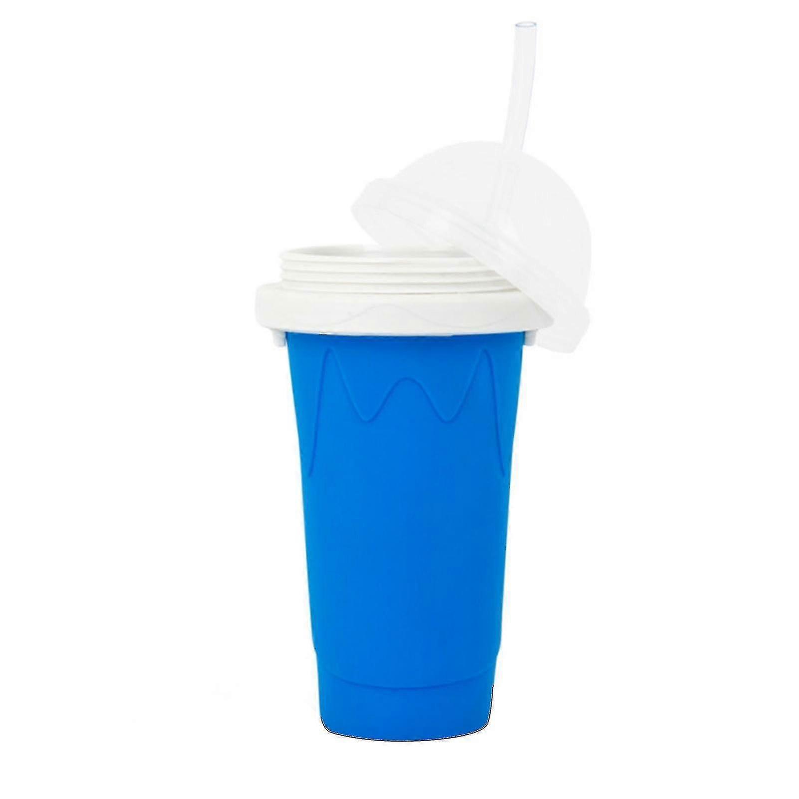 Eco-Friendly Silicone Smoothie Cup Double Layer Slushy Ice Cream Maker Blue