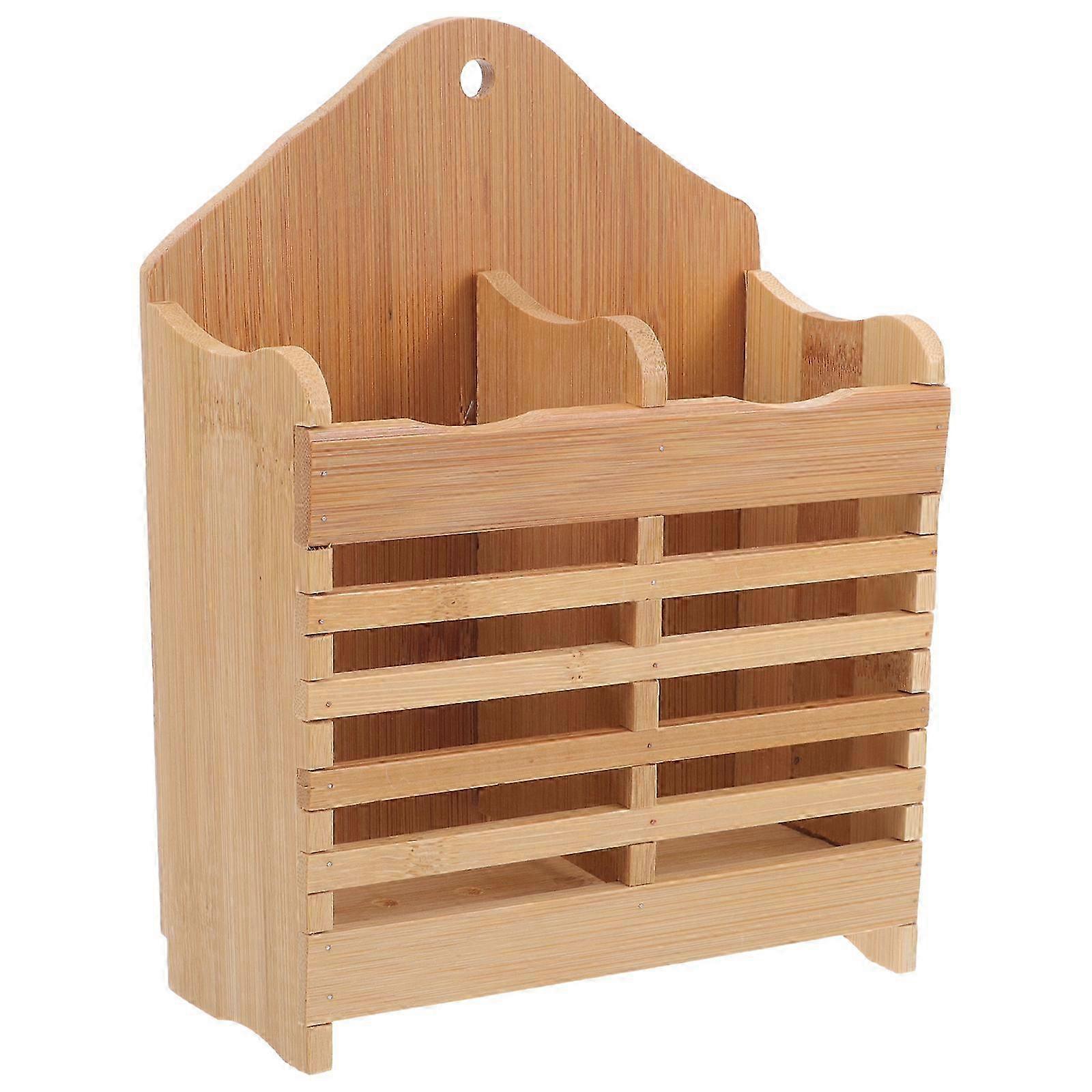 Bamboo Flatware Organizer for Spoons Forks Chopsticks Drying Rack