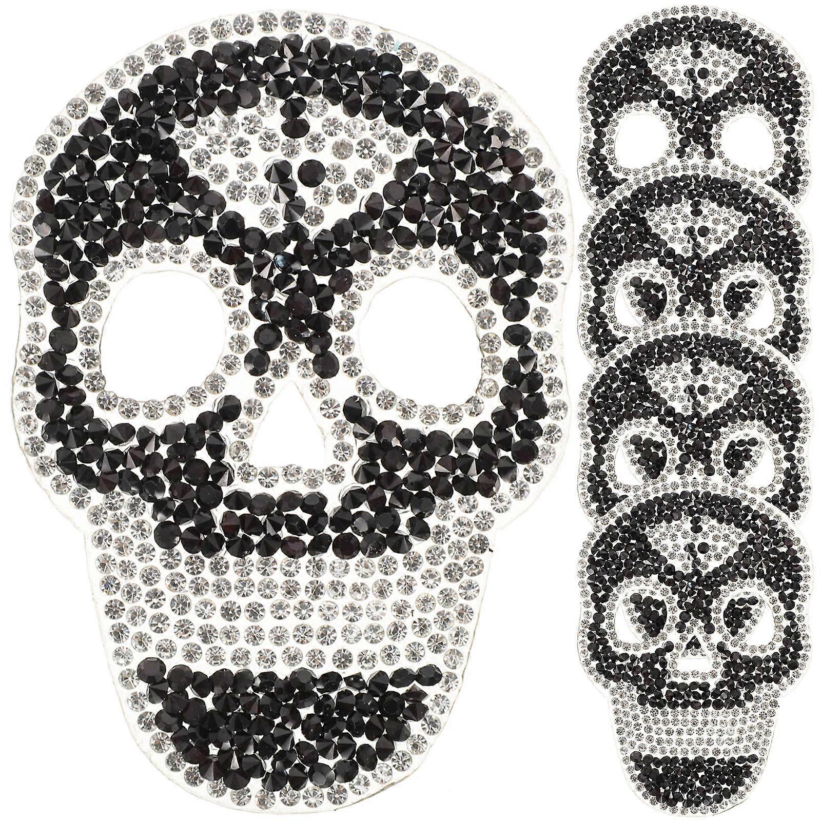 DIY Back Patches Skull Embroidered Patches Multi-Function Use 5Pcs