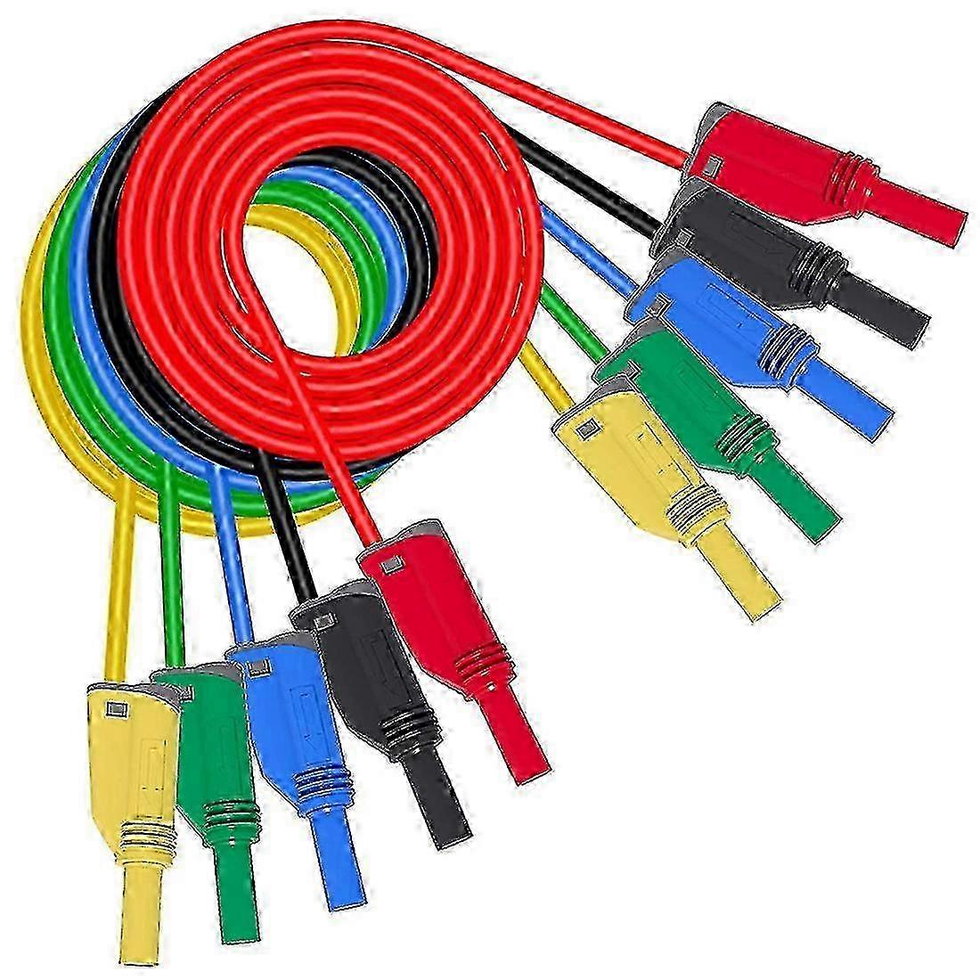 2025 5pcs 4mm Safety Banana Plug Test Leads with Silicone Insulation and Stackable Design