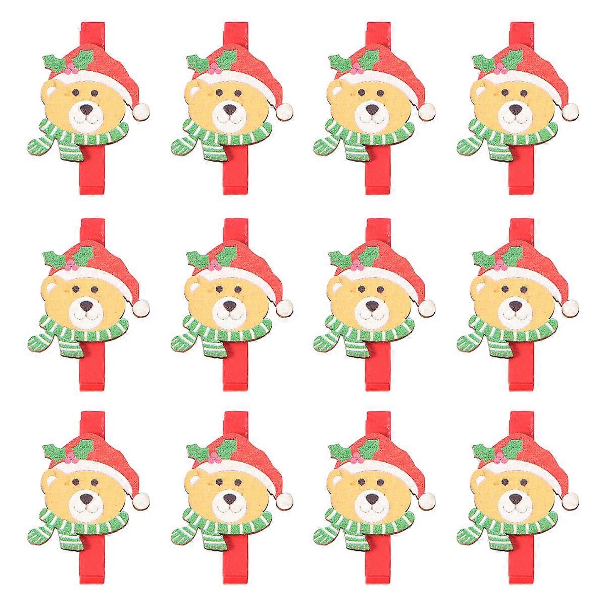 Drewniane klipsy do dekoracji wnętrz Artykuły świąteczne Bear Shape 12szt