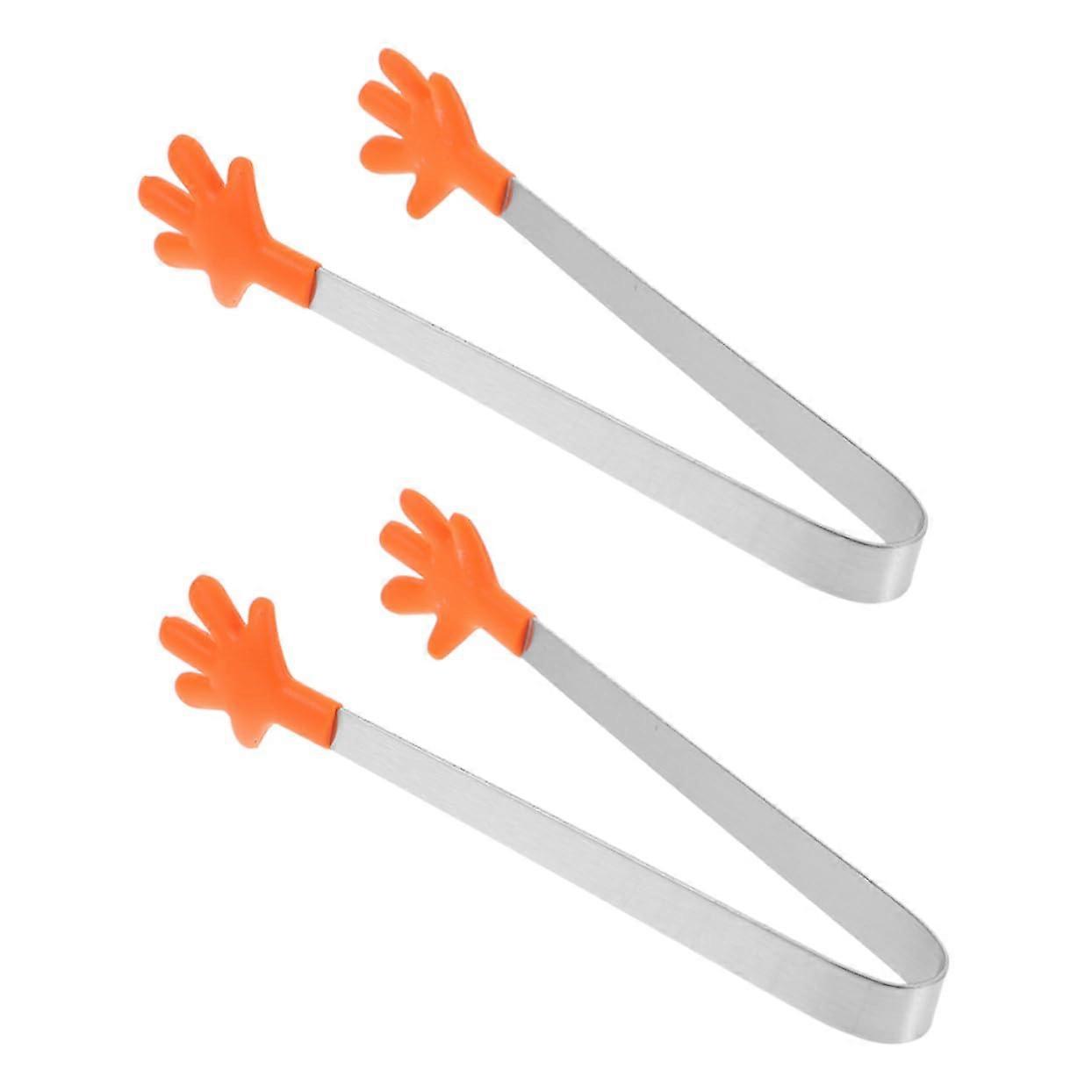 Pack of 2 Stainless Steel Clip Tongs for Kids Toddler Food Tongs Sugar Cube Sausage Appetizer Kitchen Utensils