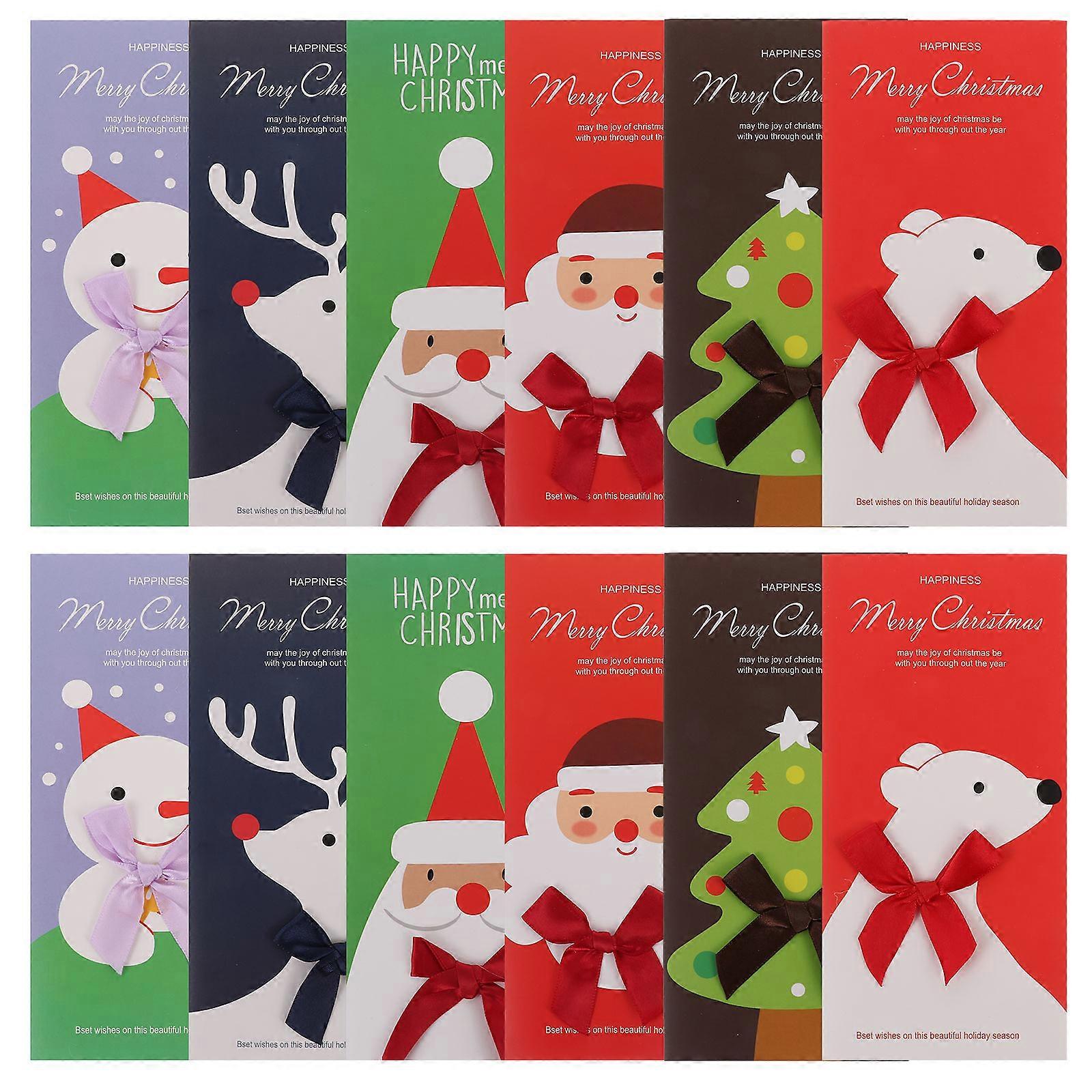 Cartoon Greeting Cards Greeting Cards Christmas Cute Holiday Cards Assorted Color 7.9 3.7 0.1in 12Pack