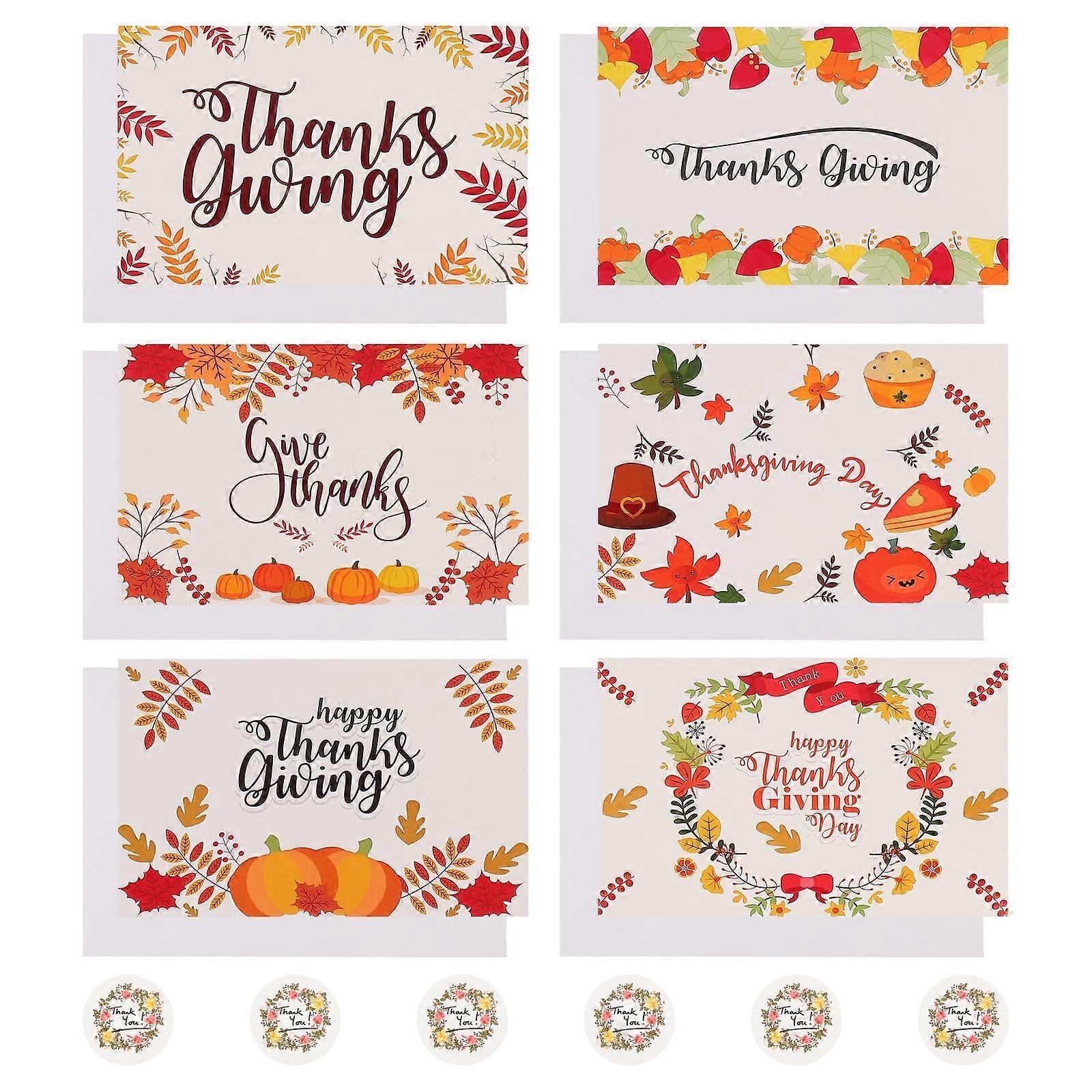 Greeting Cards With Envelopes And Stickers Thanksgiving Celebration 20X15CM Blank Cards 12Pcs