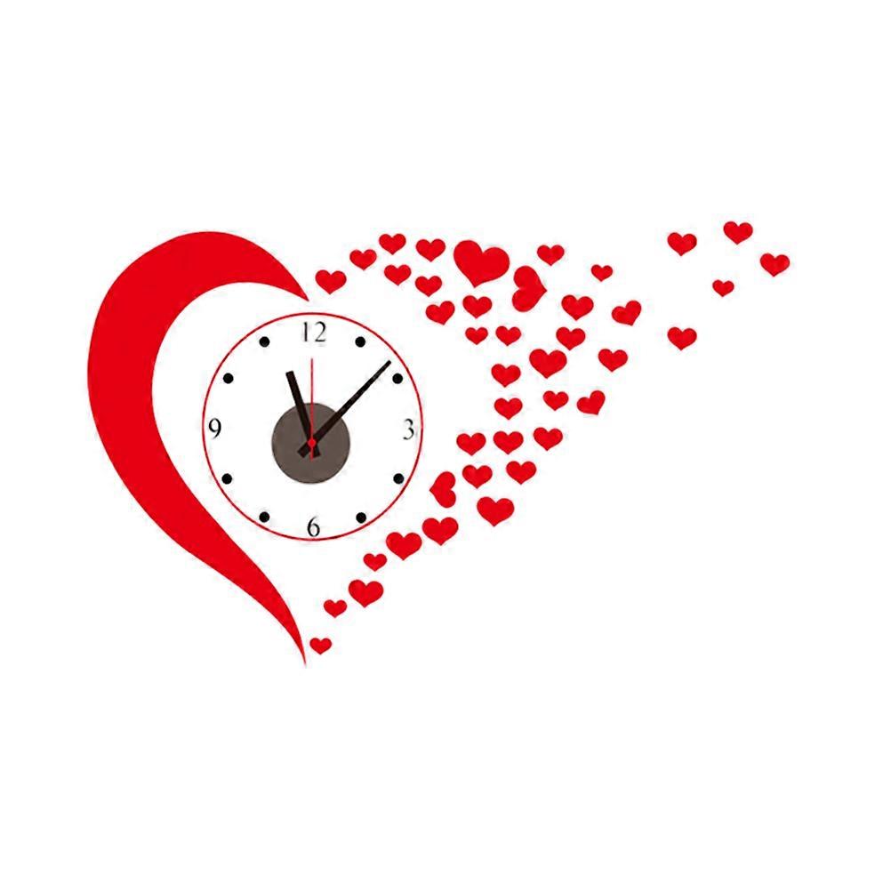 Hanging Wall Clock Clock Heart Shape Assorted Color 30x90x0.1cm Self-Adhesive 1Pcs