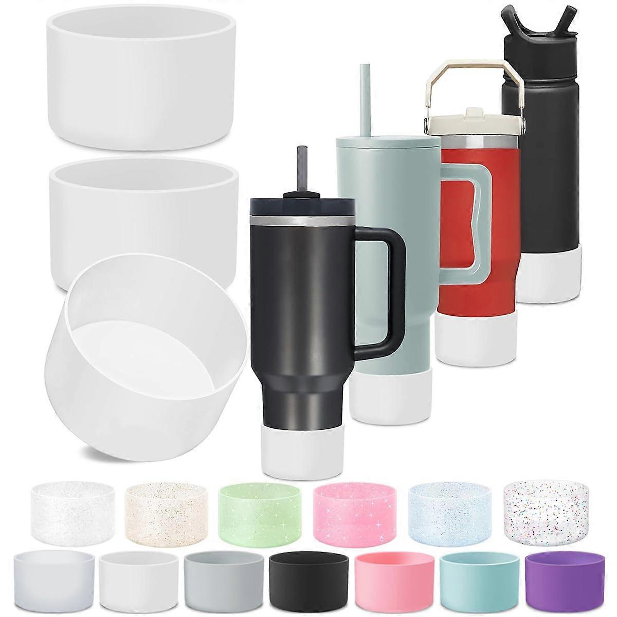 Stanley Cup Boat Silicone Bottom Protector for IceFlow 20-40 oz and Hydroflask Water Bottles 12-24 oz, White/Opulent Garden