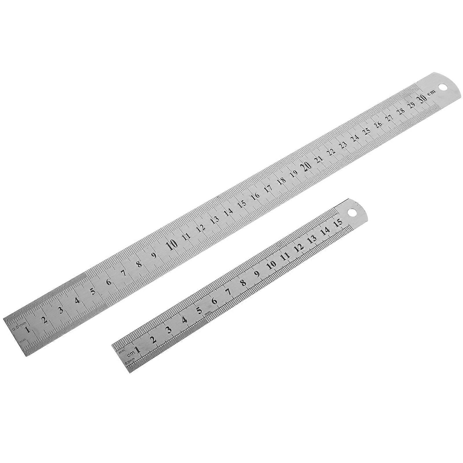 Drafting Ruler Metal Precision Ruler Classroom Use Silver 32.50X2.50X0.50CM Measuring 2Pcs