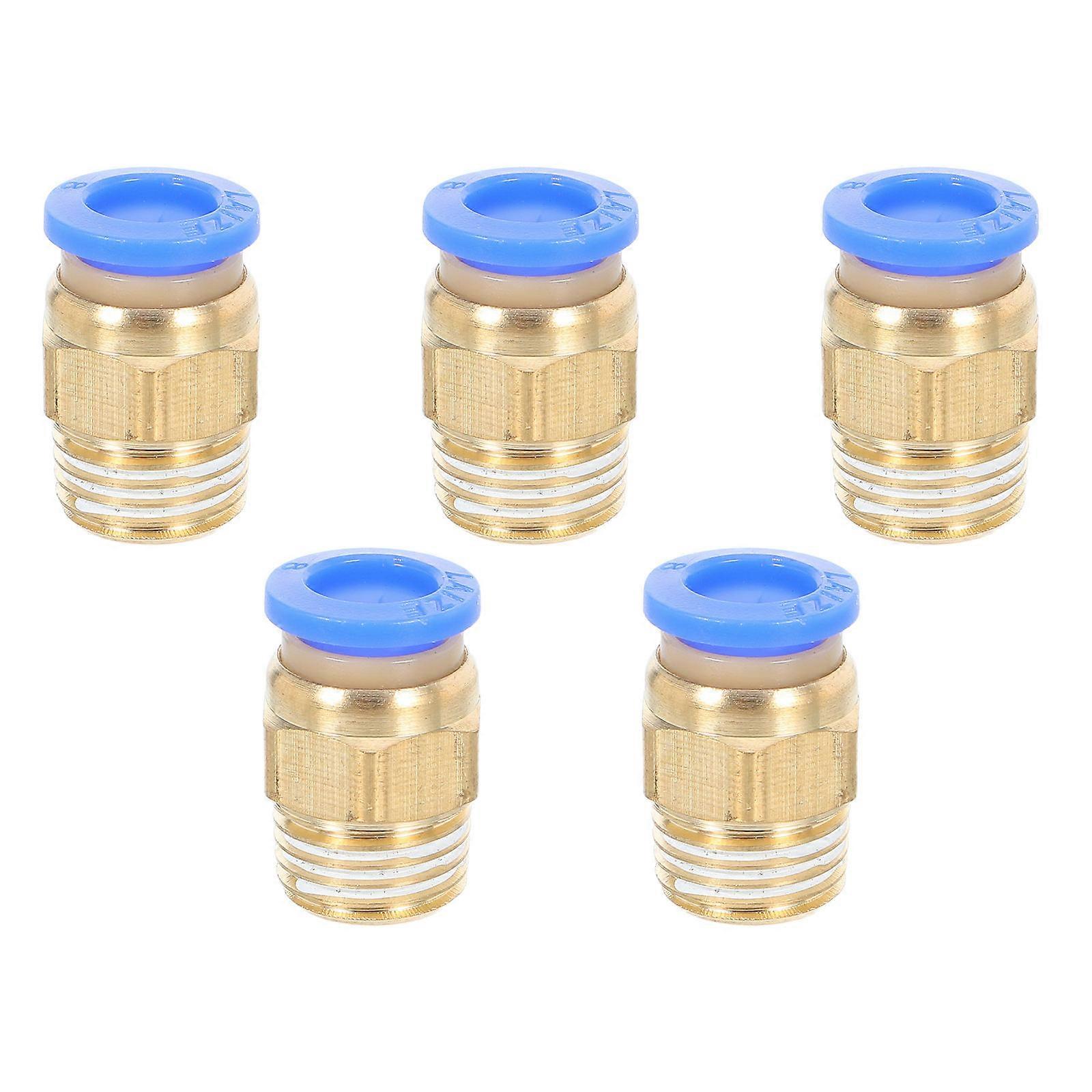 5pcs Pneumatic Quick Connect Fittings Push to Connect Air Fittings with Thread Design for Air Compressors and Pneumatic Tools Leakproof Easy