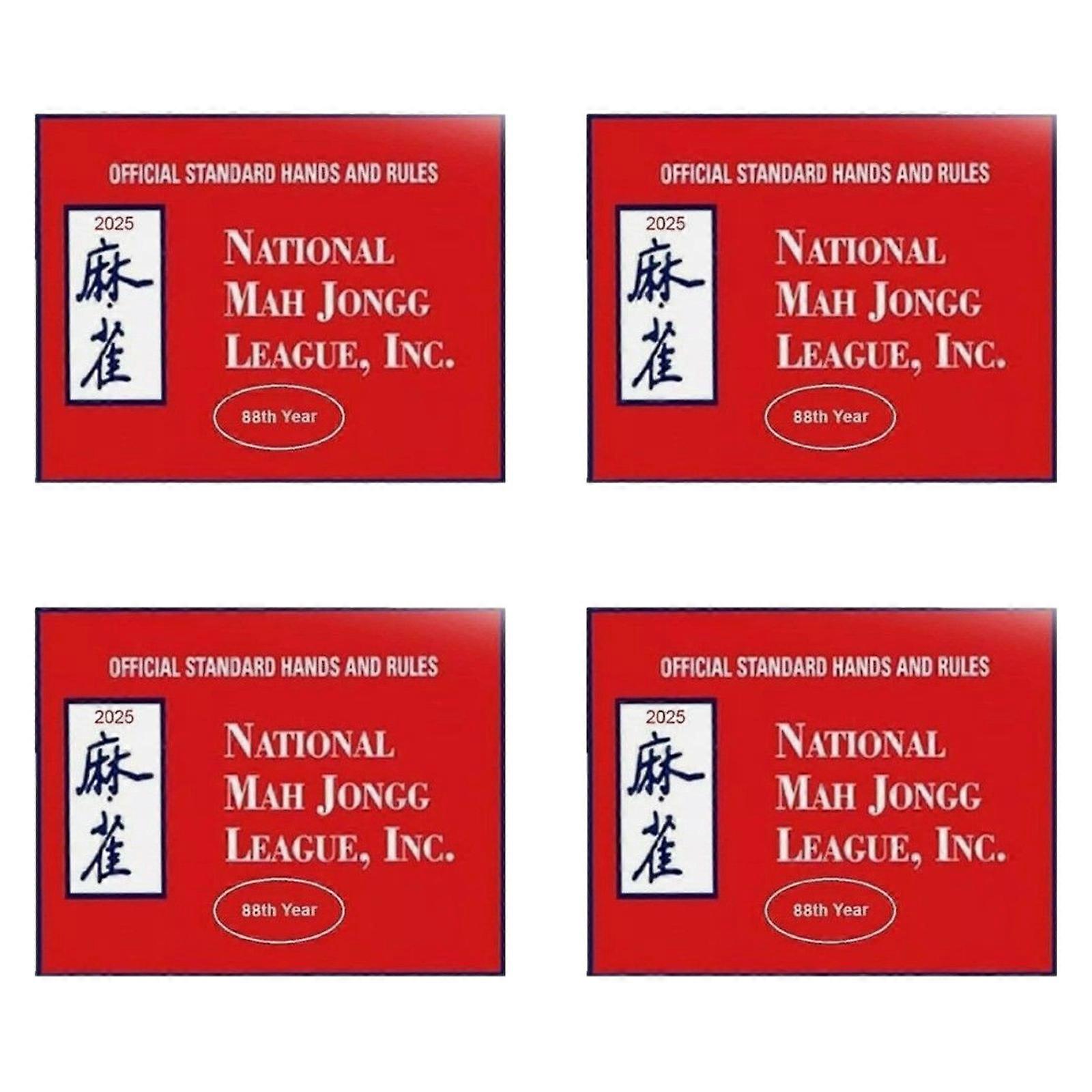 4 Piece Set Reusable Mah Jongg Reference Guide Easy Read Instructions Compact Game Companion for Social Event  Red