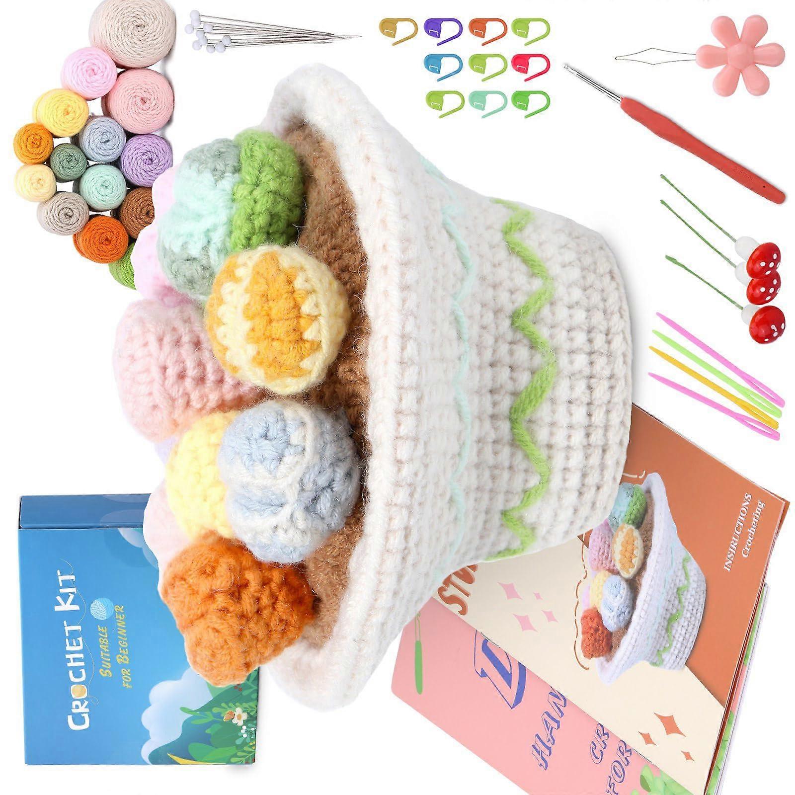 Crochet Succulent Plant Set for Adults and Beginners with Step-by-Step Instructions and Knitting Accessories