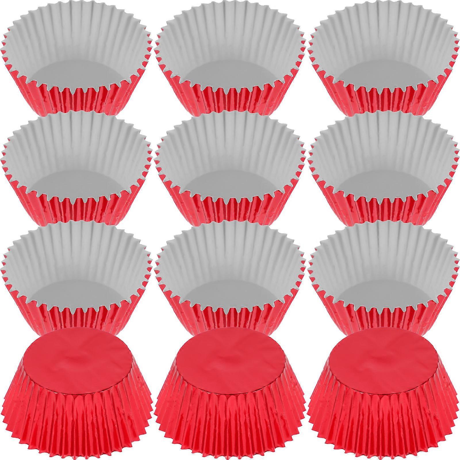 Muffin Pan Liners Red 3x7cm Curved Stripes Baking 100Pcs