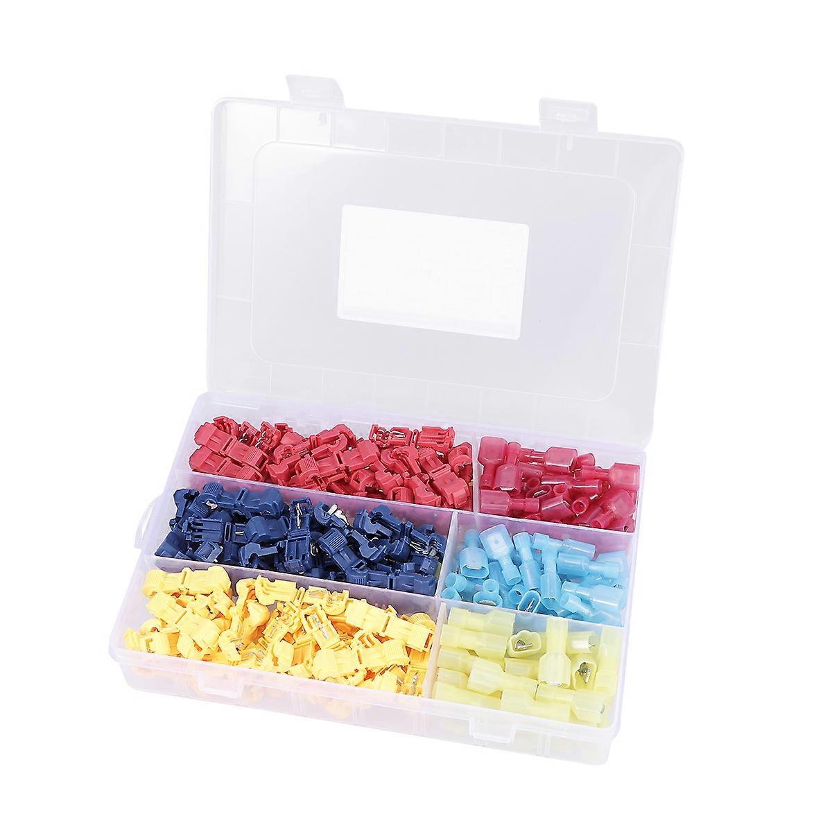 Wire Crimping Connectors T Shape Copper Insulation Terminals Heat Shrink Wire Crimp Connector Cold Pressed Insulated Cord Wire End Terminals 240Set