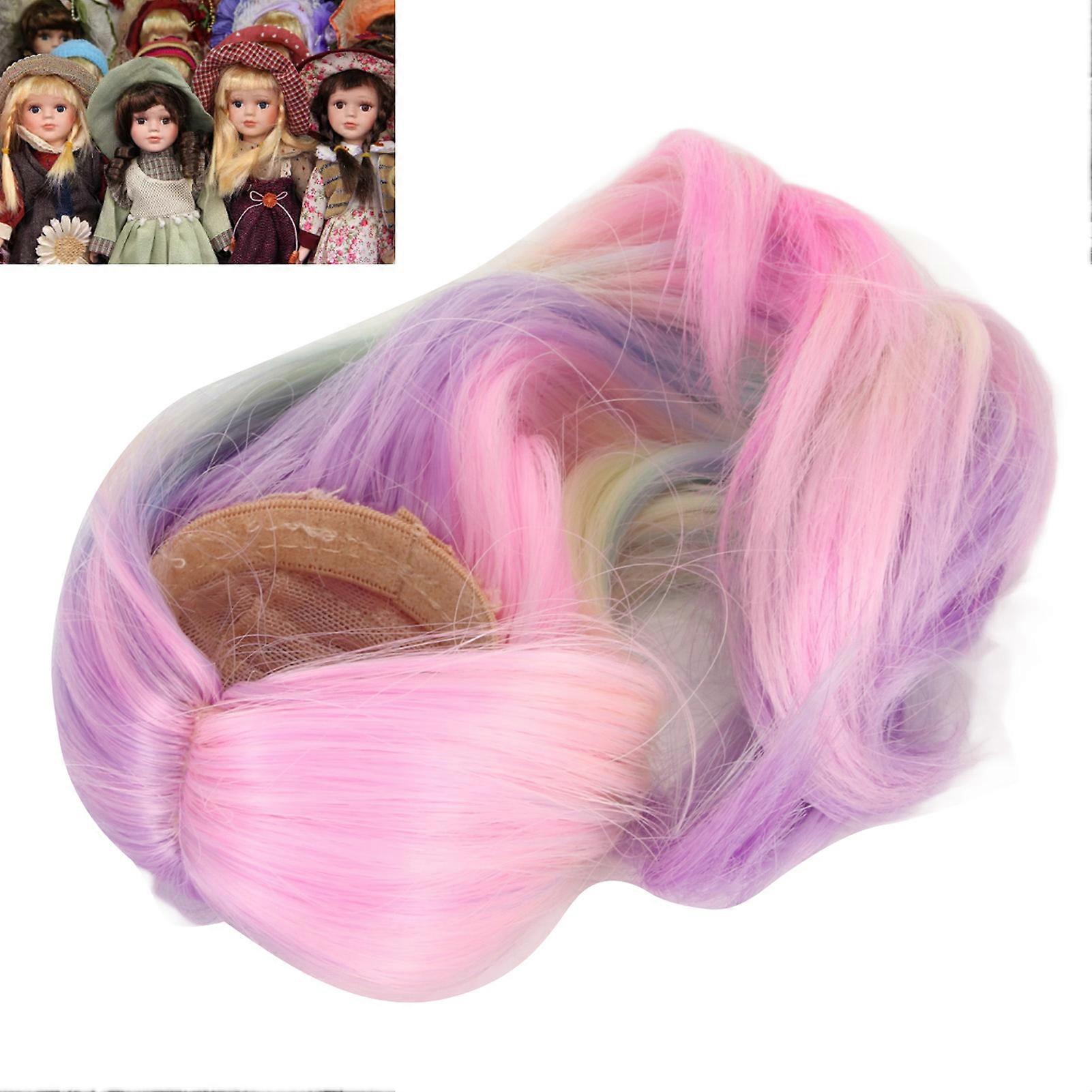 1/6 Ball Jointed Doll Wig Simulation Scalp Soft High Temperature Silk Doll Replacement Hair Wig for 15.5‑17cm Head Circumference Iridescence 