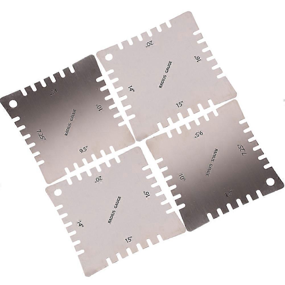Guitar Luthier Tools Measure Fingerboard Curvature Ruler Stainless Steel Guitar Radius Gauge for Musicians Silver 4Pcs