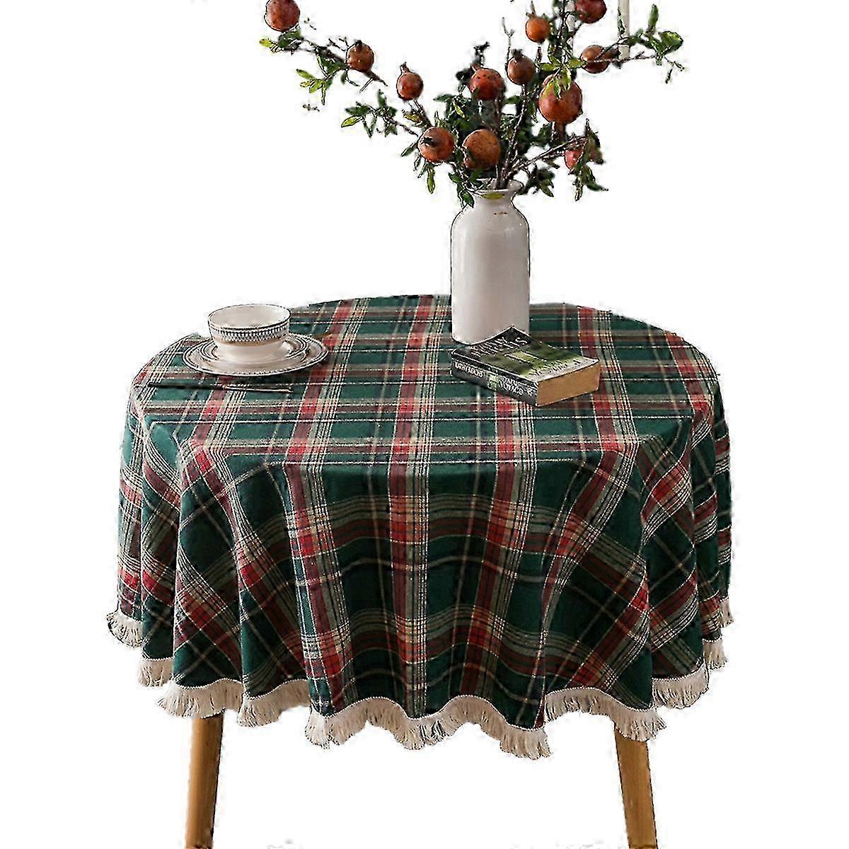 Christmas Water-repellent Checkered Tablecloth Set
