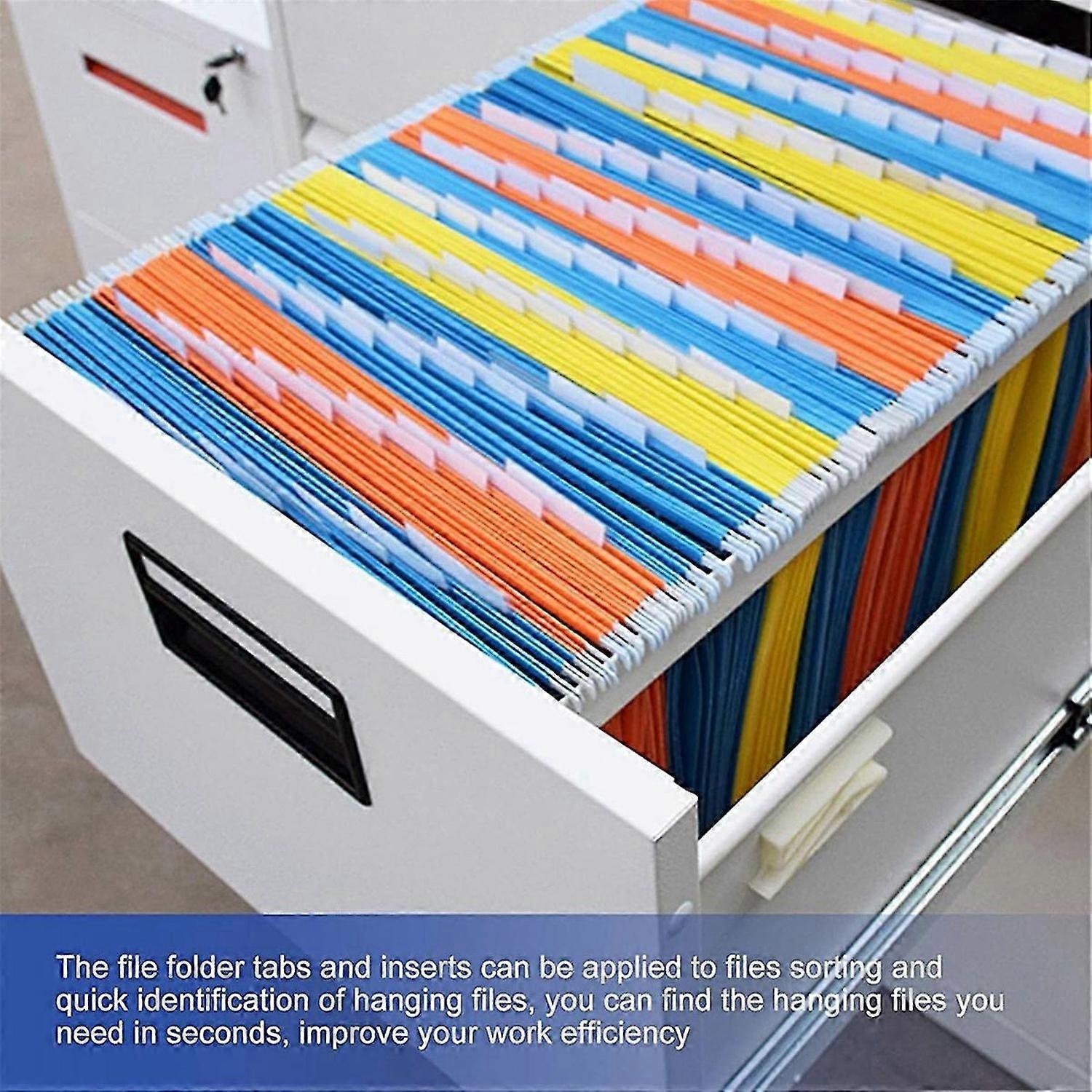 File Folder Tabs, 100 Sets Hanging File Folder Labels 2Inch Plastic Tabs and Inserts for Hanging Fil