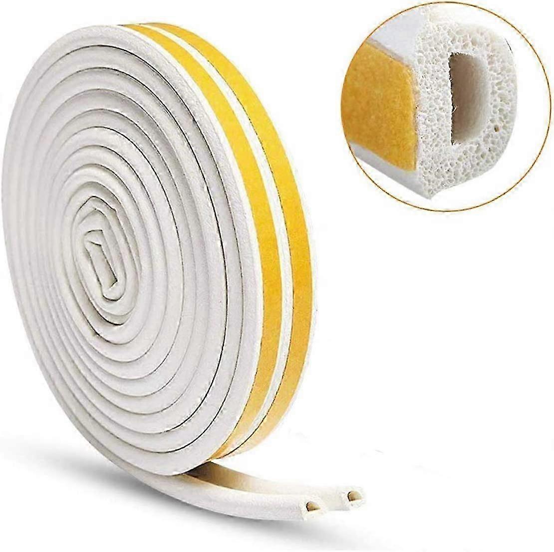 1 x 10m D-Type Rubber Door Seal Strip for Doors and Windows to Prevent Cold Wind, Sound Insulation