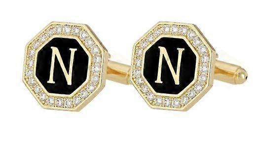 1 زوج أزرار أكمام للرجال: أزرار أكمام من حجر الراين ديكور قميص - مجوهرات أبجدية إبداعية للمناسبات التجارية والمناسبات غير الرسمية