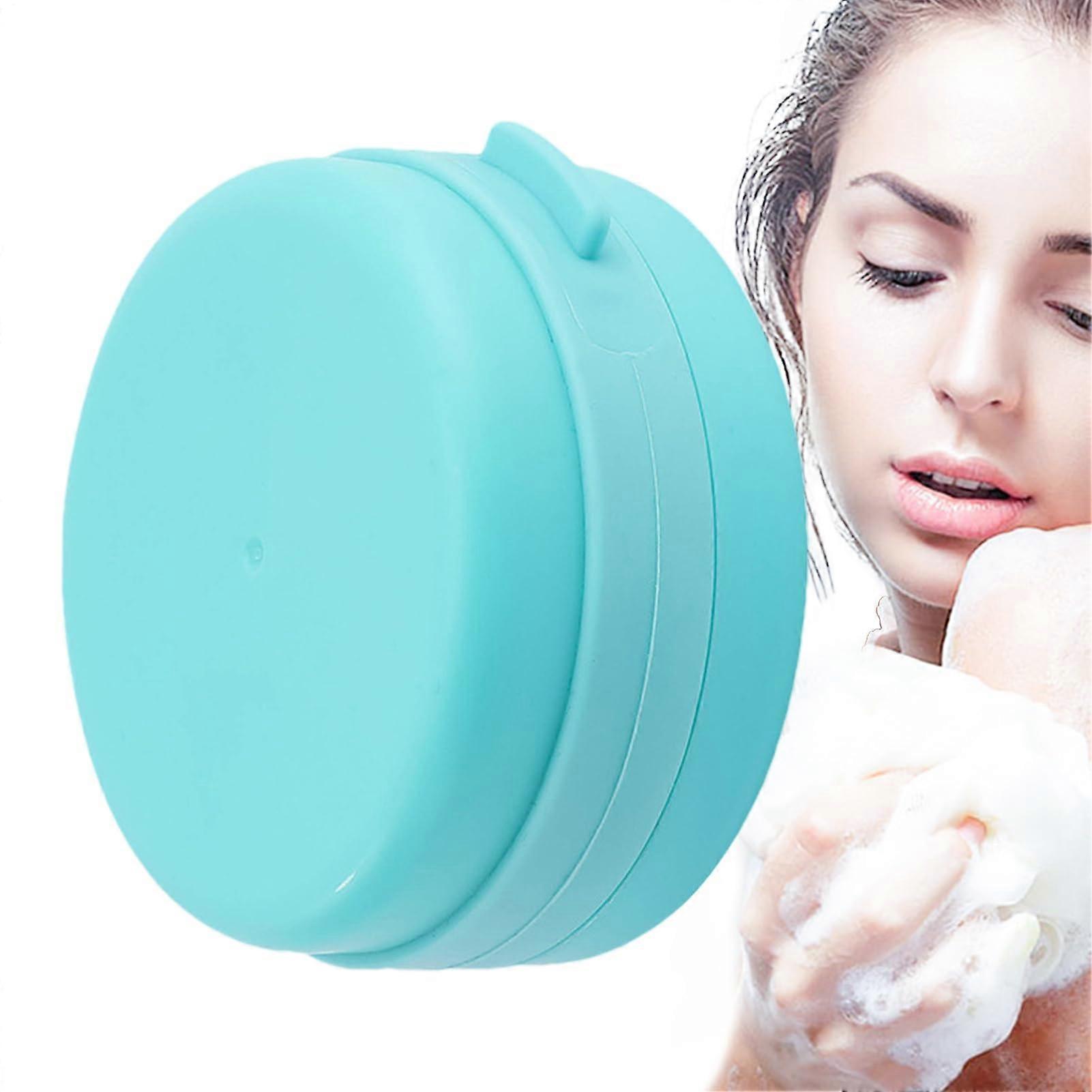 Body scrub shower, cleansing brush, soft bristle massage exfoliator for back care, for men, for bathroom and onthego use, blue