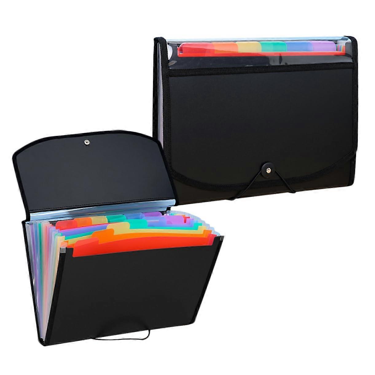 Pack of 2 Accordion File Organiser, Stackable Folding File Folders, PVC Document Holder, Colourful Paper Organisers