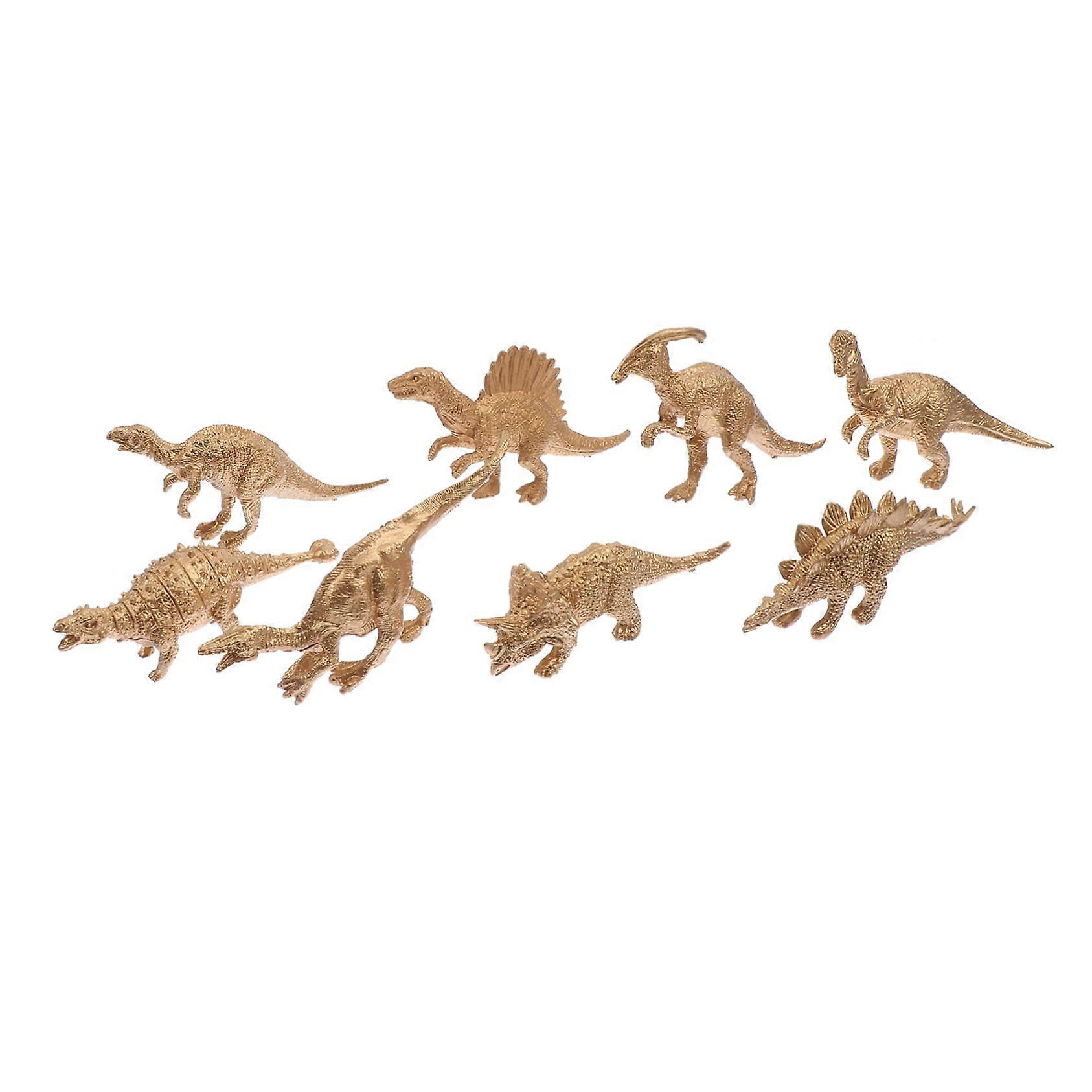 Dinosaur Model Figures 8-Piece Modular Set Golden Dinosaur Figurines For Learning Crafts Home And Office Decor