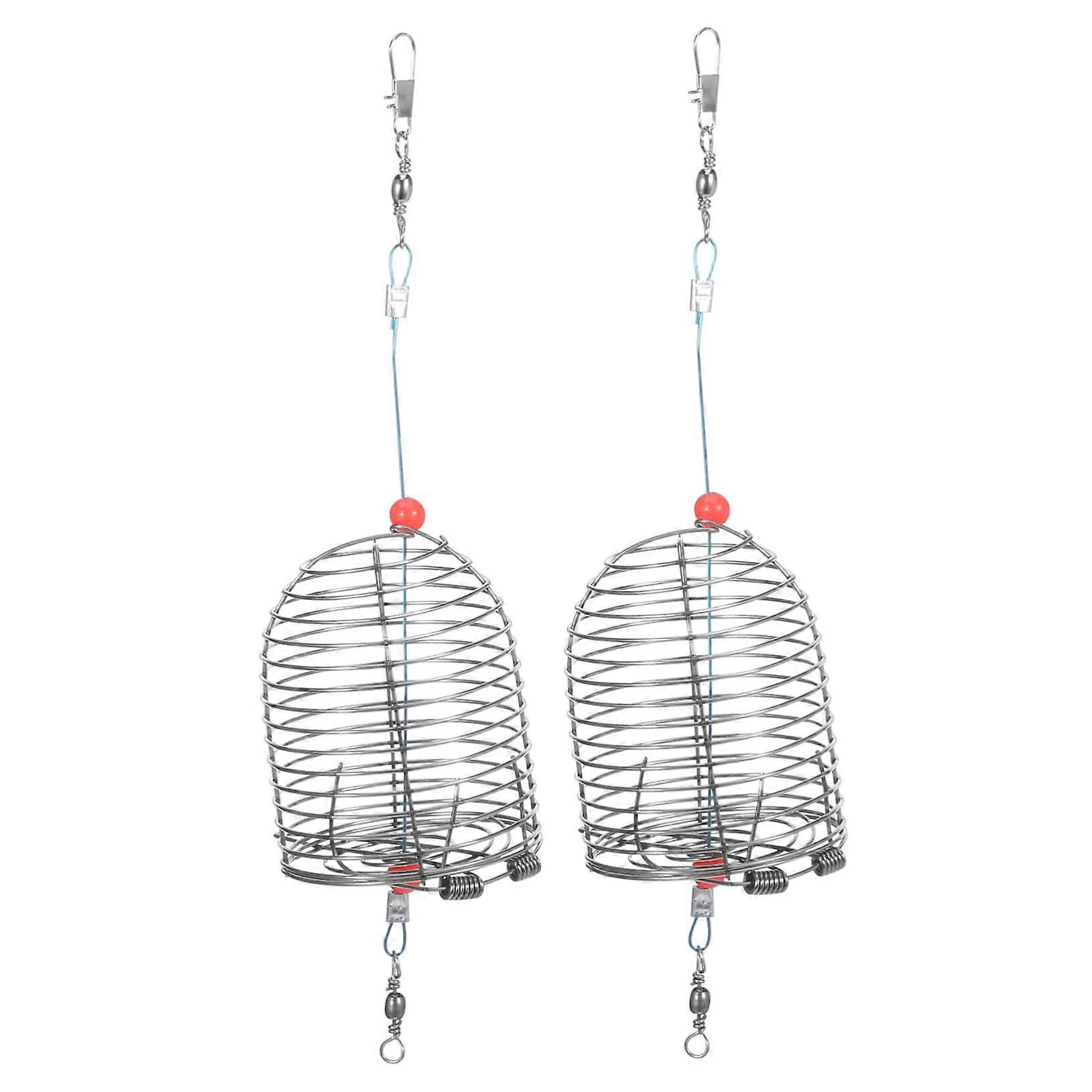 Fishing Bait Cage 2-Piece Set, Durable Portable Red Lure Trap For Predator Fish Angling