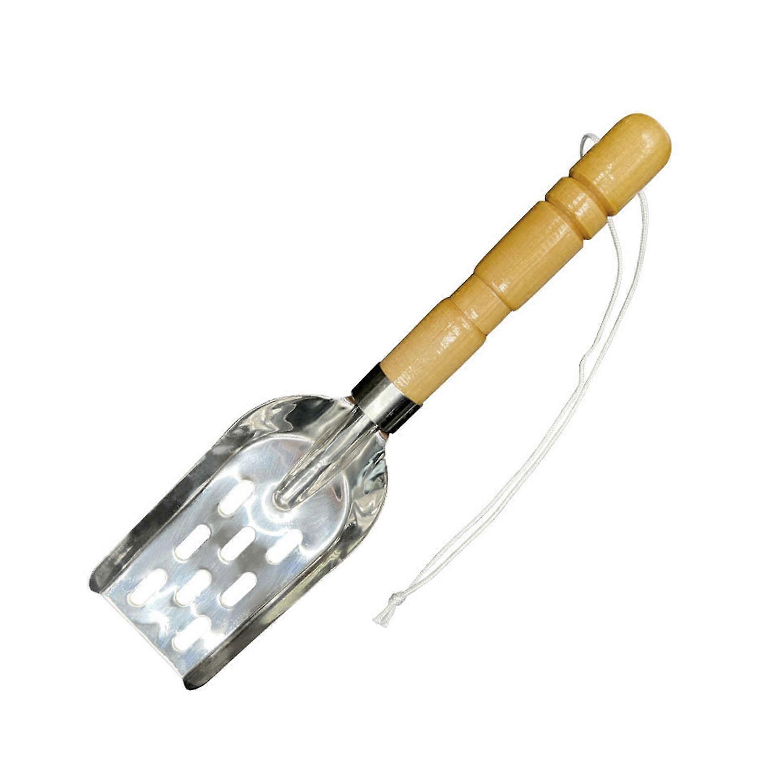 Stainless Steel Bait Scoop Non-Slip Wooden Handle For Fishing And Camping Mixed Bait Scoop Easy To Use