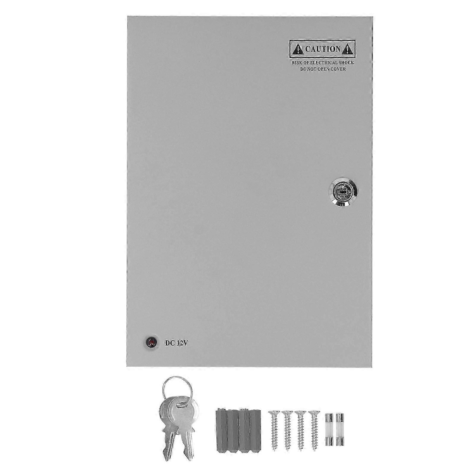 18 Channel CCTV Camera Power Supply Box with Metal Enclosure AC Plug Lock AC100V 220V Input DC12V Output 20A