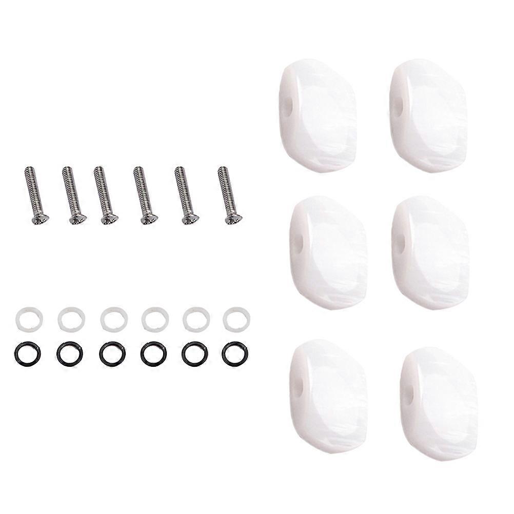 Machine Head Tuners Guitar Accessories for Electric and Classical Guitar with White Plastic Buttons 6Pcs