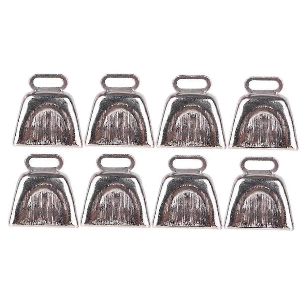 Cow Bells for Sporting Events Noisemaker with Handle Square Shape Silver Color 8Pcs