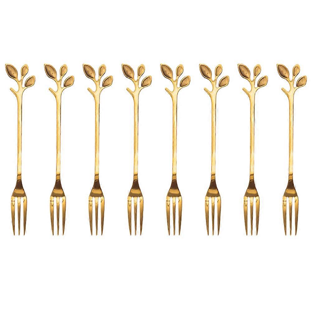 Fruit Forks Silverware Corrosion-Resistant Mirror-Polished 8Pcs Golden