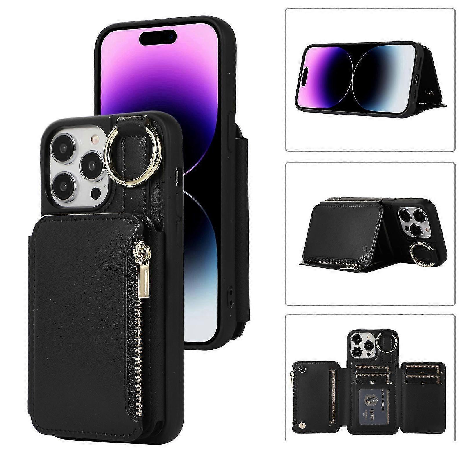 Crossbody Wallet Case for iPhone 15 Pro Max/15 Ultra, RFID Blocking Leather Purse Case with Card Holder, Protective Handbag Flip Cover with Zipper