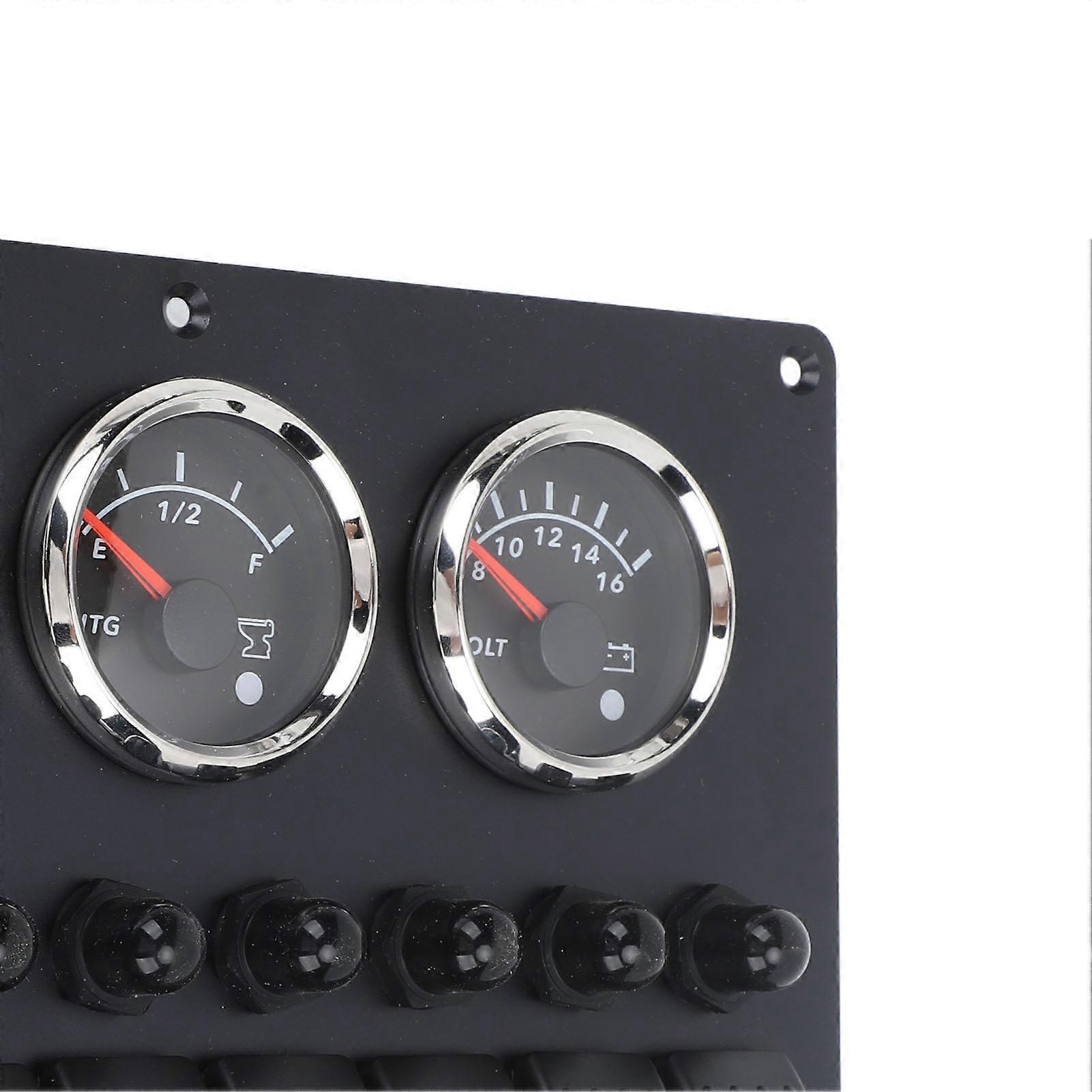 12‑24V 3 in 1 Gauge Meter Water Sewage Level Voltmeter Instrument Panel with 8 Gang Switch for Boat Yachts