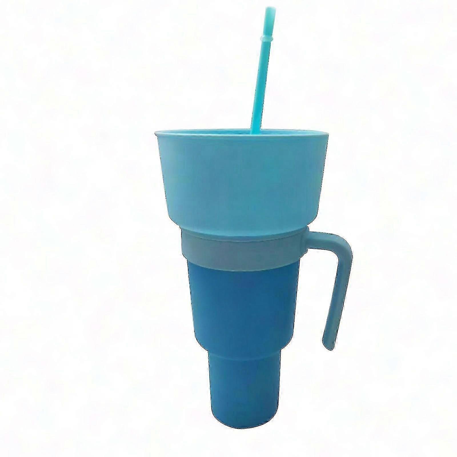 Leakproof 2-in-1 Tumbler with Snack Container and Straw - Reusable Cup for Drinks and Snacks, Suitable for Adults and Kids