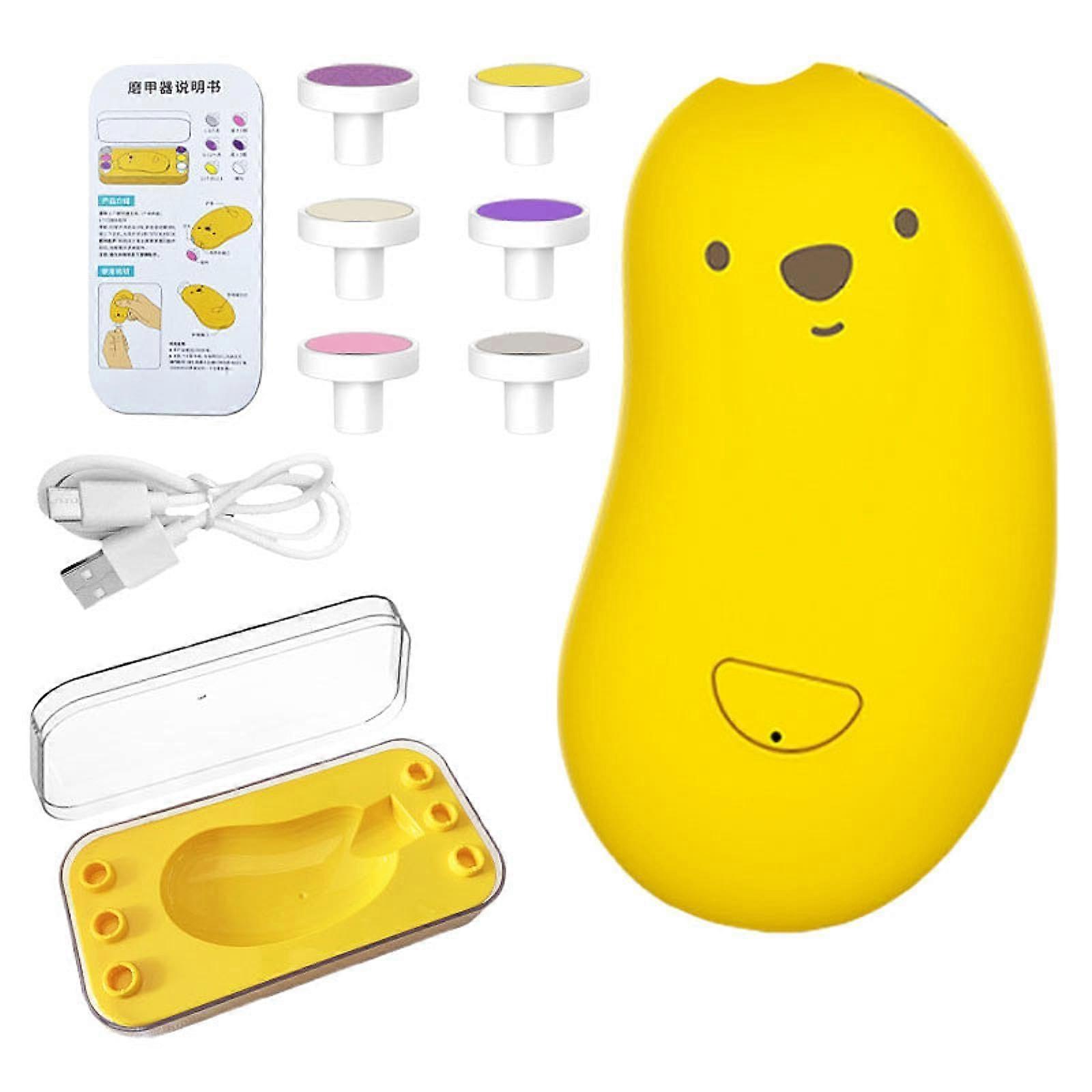 Electric Nail Polisher for Toddlers, 3 Speed Settings, 6 Replaceable Grinding Heads, Quiet Nail Care Tool