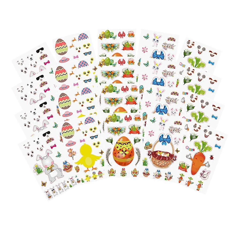 Animal Face Sticker Sheets Mix And Match Decal Craft Project For Children Easter Party Supplies 30Sheets