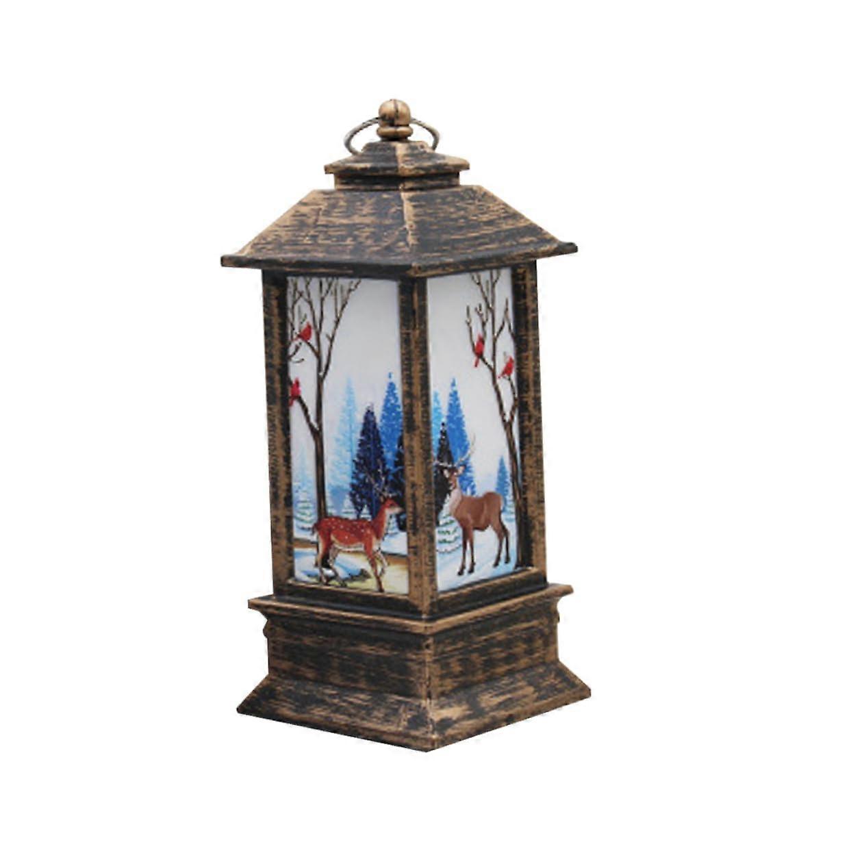 Christmas Decorative Lantern Night Light Lamp Deer Pattern Christmas Lamp for Bedroom