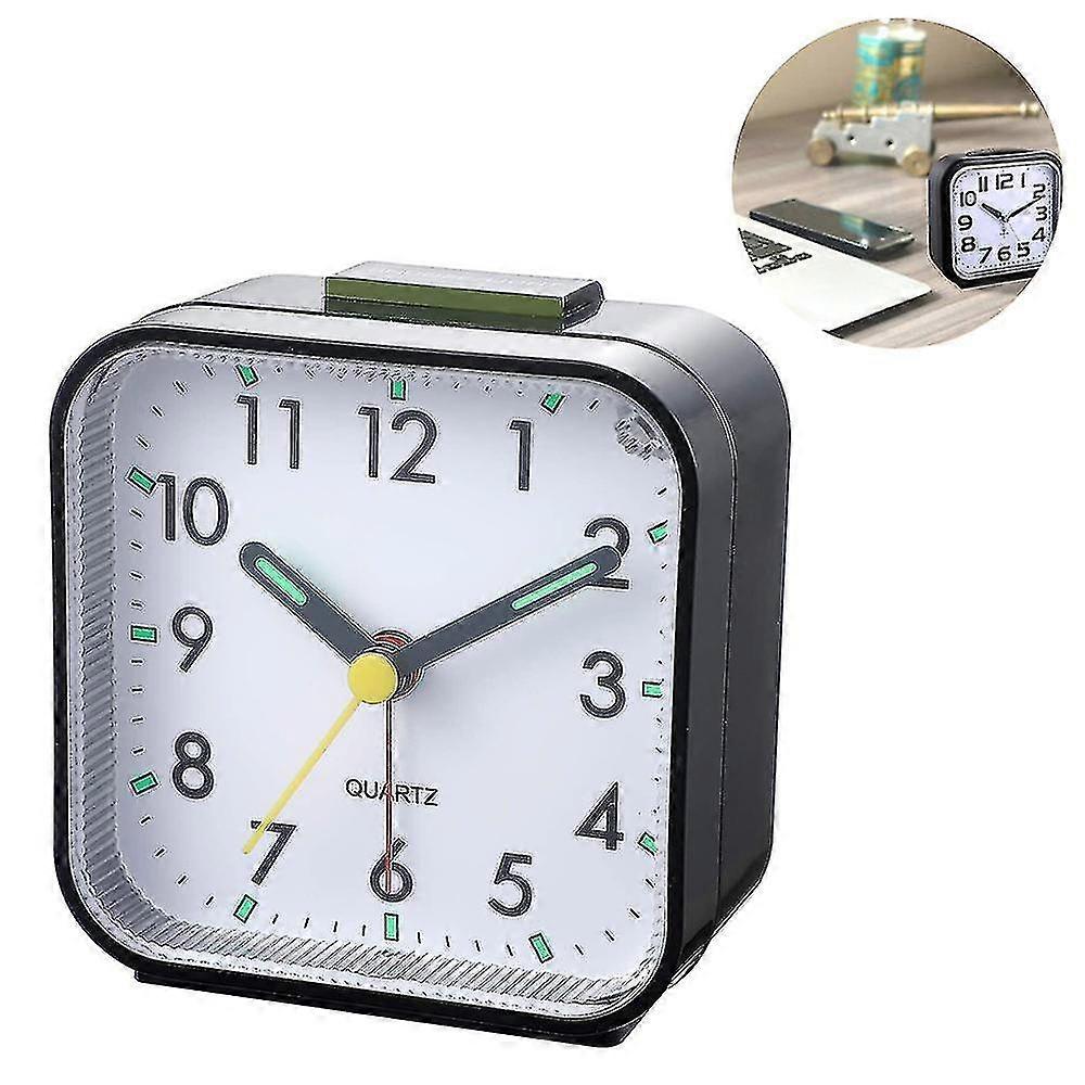 Non-Ticking Silent Analog Alarm Clock in Black Suitable for Home and Office Use, Stylish and Functional Design