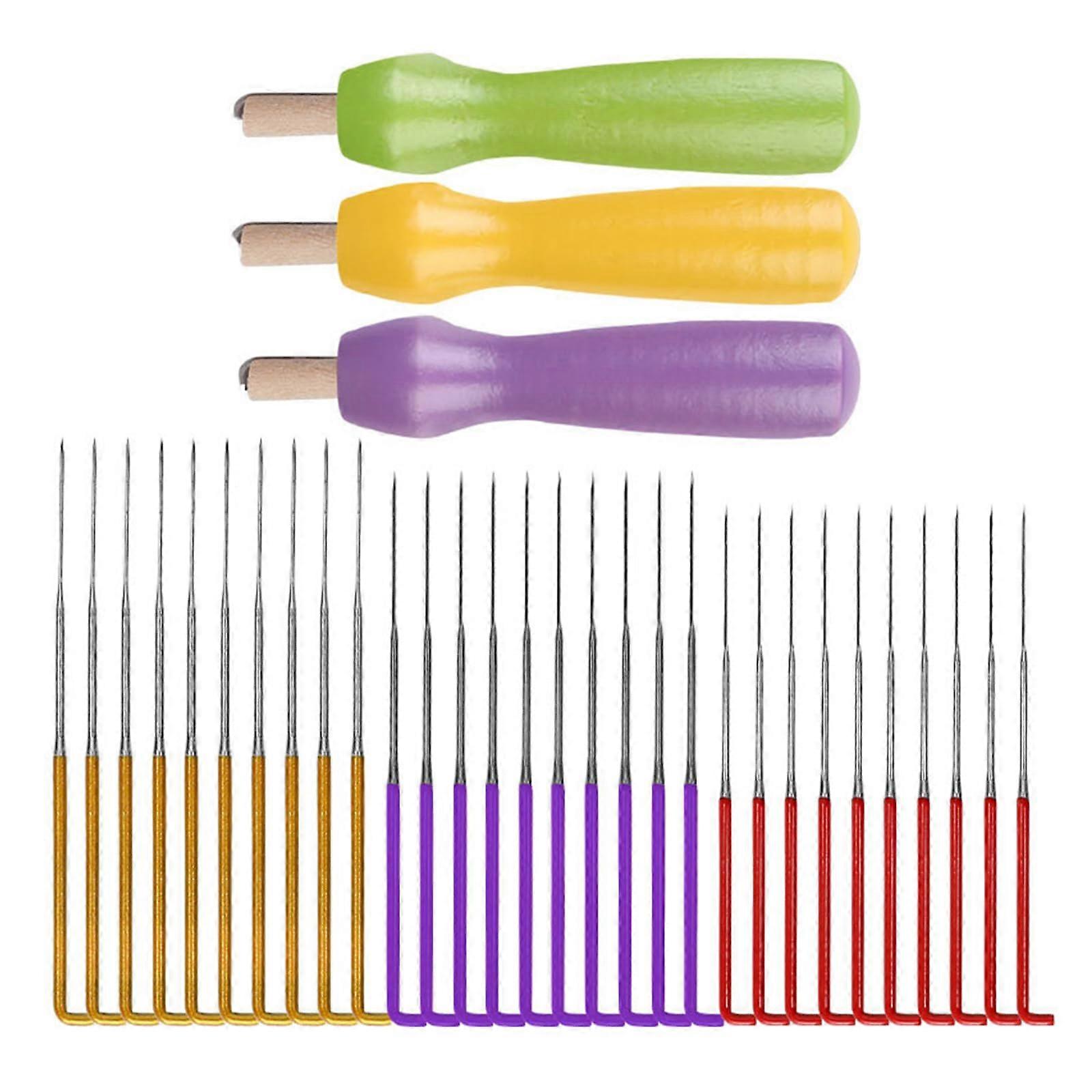 Felting Needle Kits with Wooden Handle for Wool Crafting - 2-Piece Starter Set for Needle Felting and Animal Toys