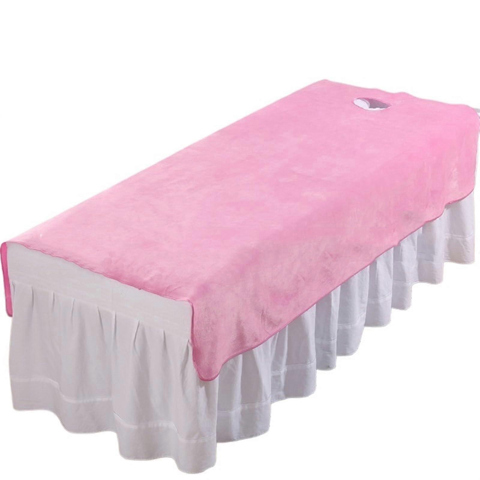 Massage table cover Solid velvet SPA bed sheet Warm Soft no Hole Pink 80x200cm