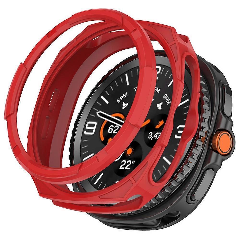TPU Case for Samsung Galaxy Watch8 Classic 46mm Hollow Design Protective Watch Cover with Ring Shell Red