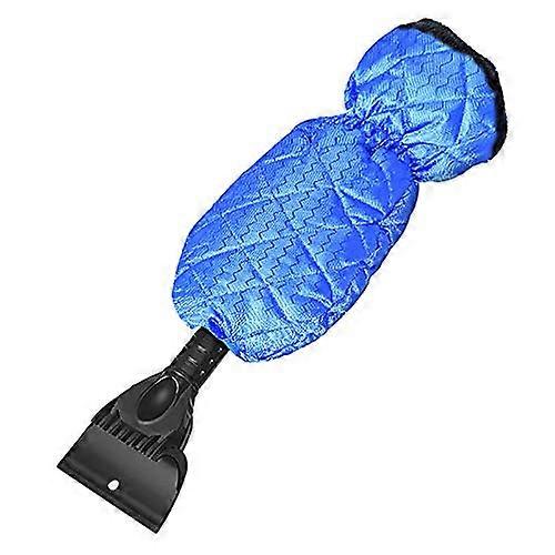 Auto Telescopic Ice Scraper With Durable Warm Gloves For Ice Removal And Snow Shoveling, Blue