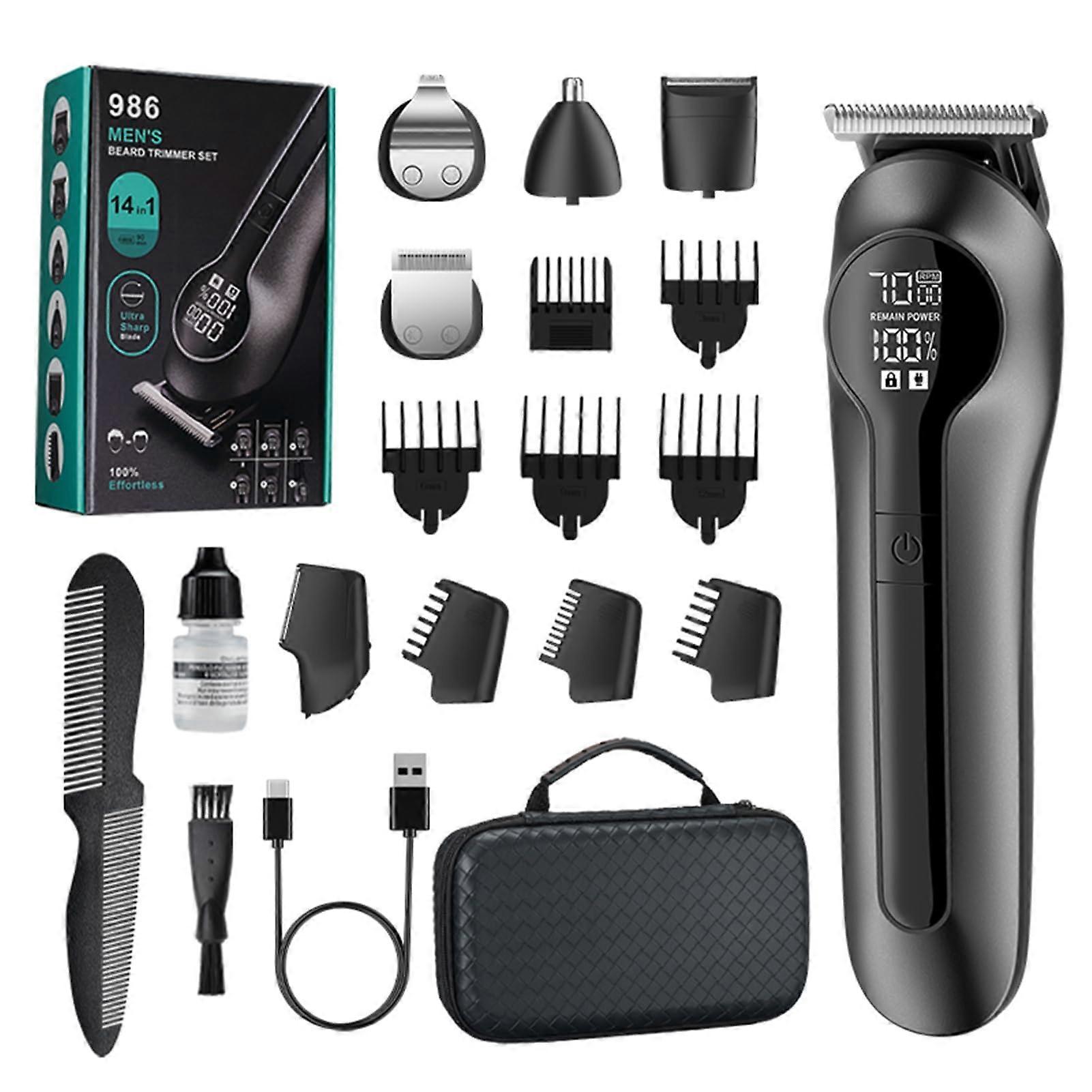 6 In 1 Hair Trimmer Clipper With Digital Display, TypeC Charging, Water Washable, Nose Trimmer