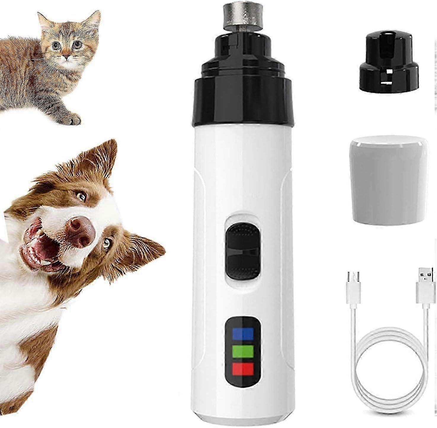Heusom Silent Groom Pro 狗猫指甲研磨机,可充电 USB 充电,3 个研磨端口,双速,超静音