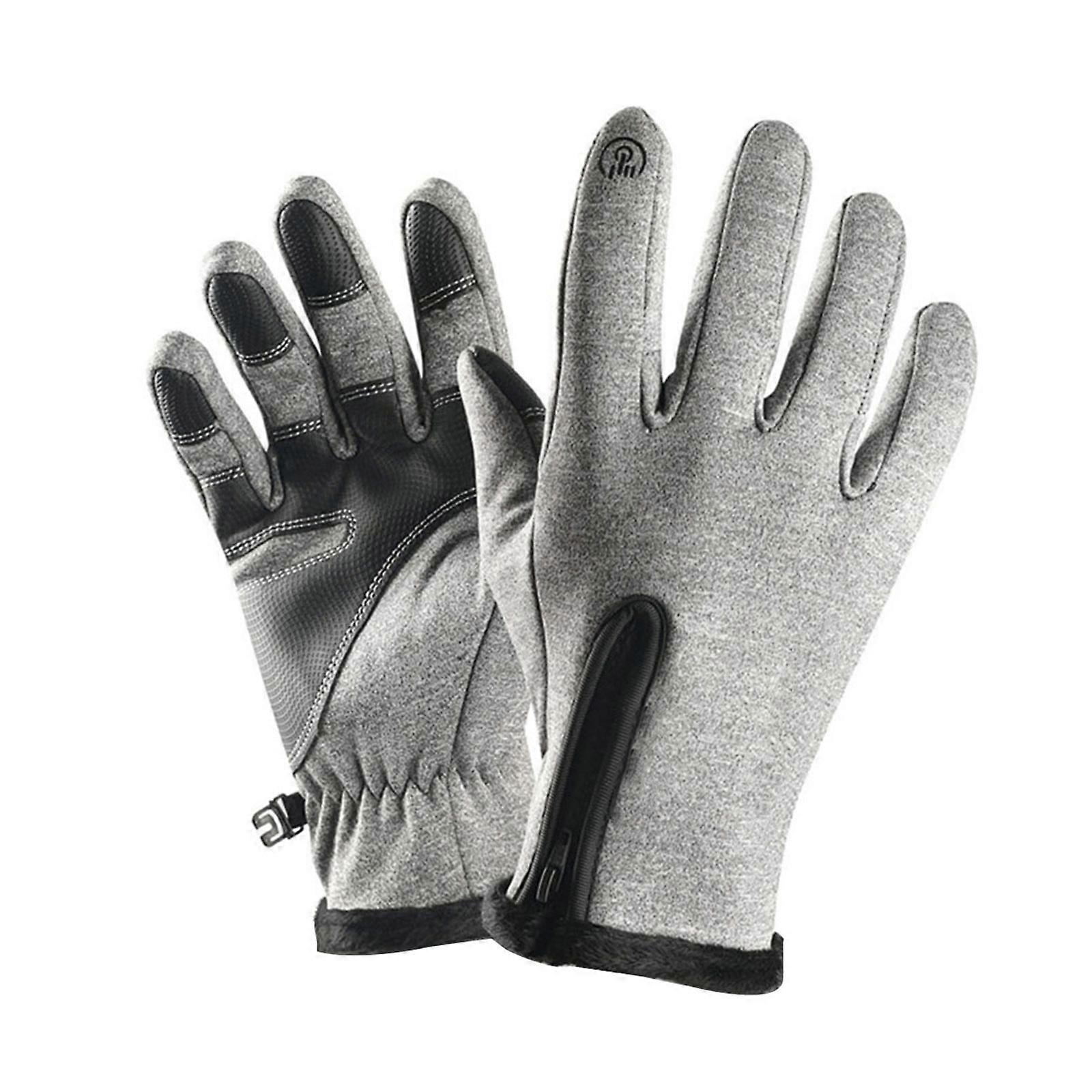 Touch Screen Cycling Gloves with Diving Cloth Material Grey NonSlip Silicon Coating for Outdoor Use Size L